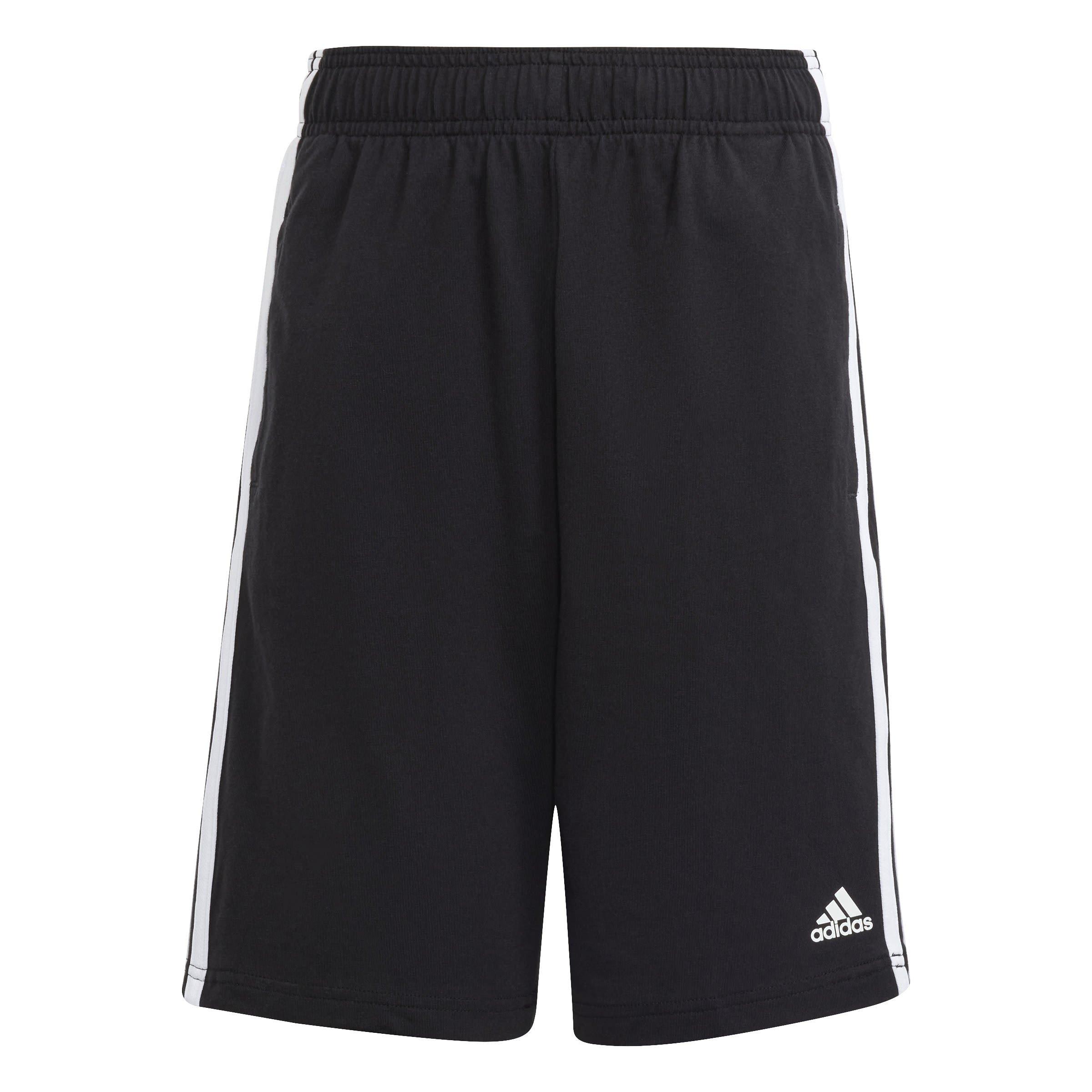 Black/White - adidas - Essentials 3-Stripes Knit Shorts Juniors - 1