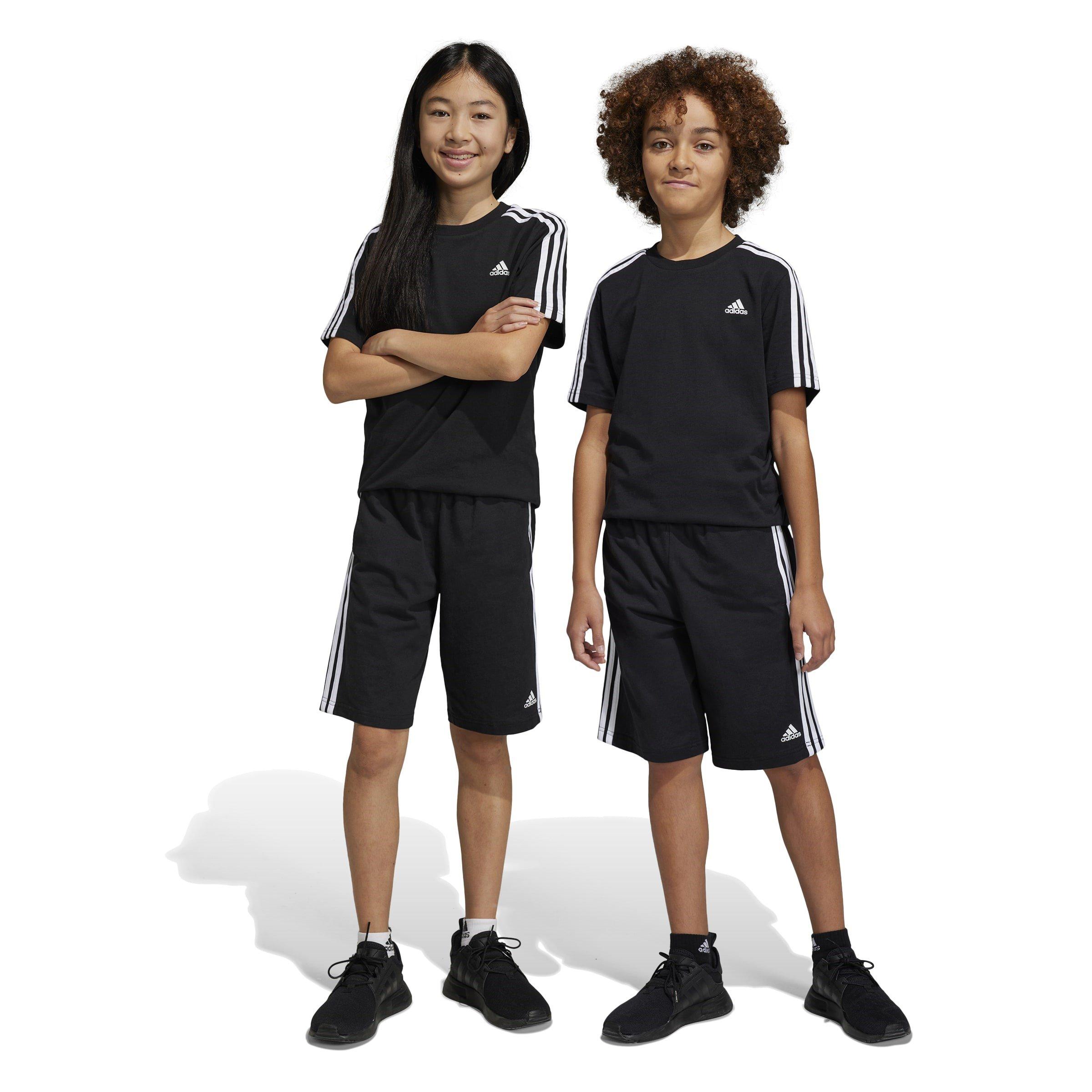 Black/White - adidas - Adidas Essentials 3-Stripes Knit Shorts Juniors - 3