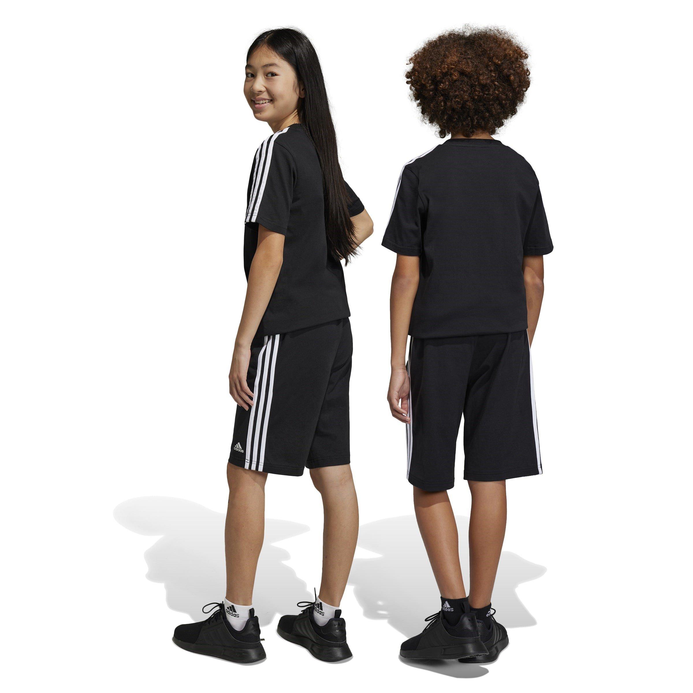Black/White - adidas - Adidas Essentials 3-Stripes Knit Shorts Juniors - 4