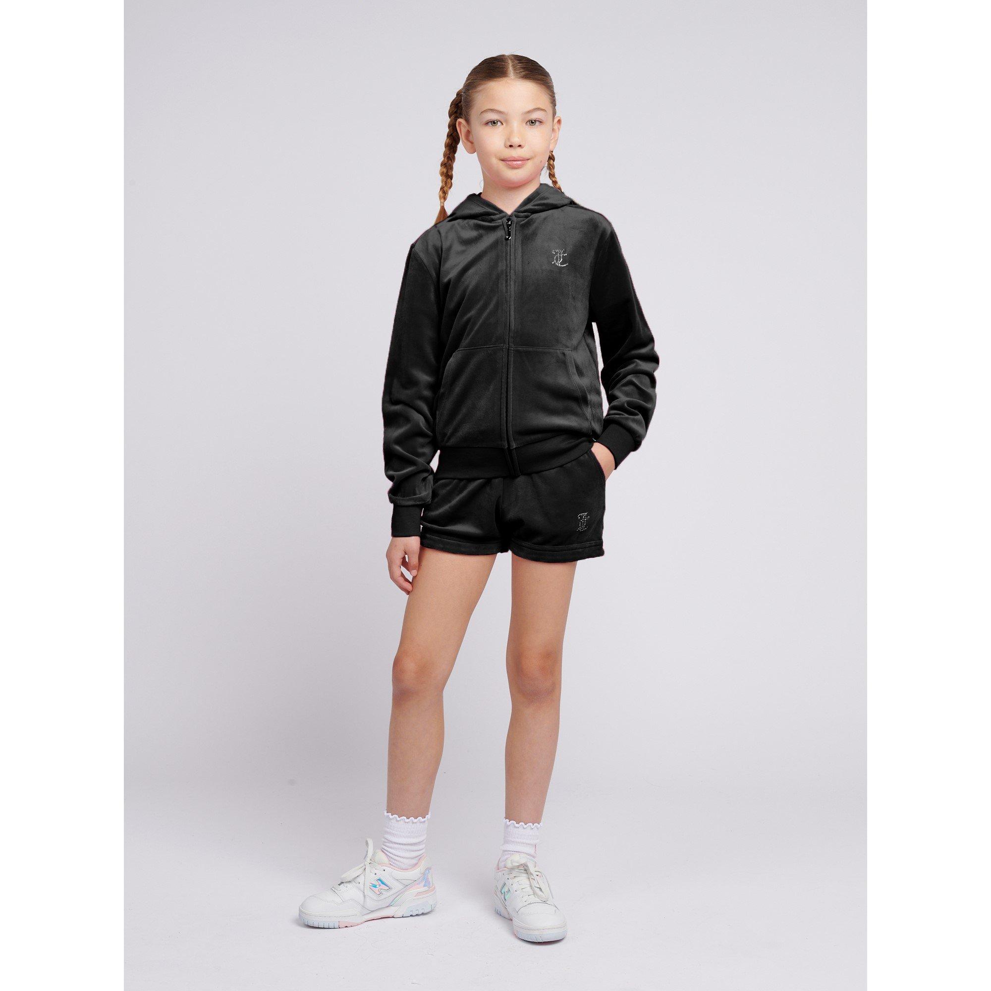 Black 102 - Juicy Couture - Kids' Diamante Logo Fleece Jogger Shorts - 1