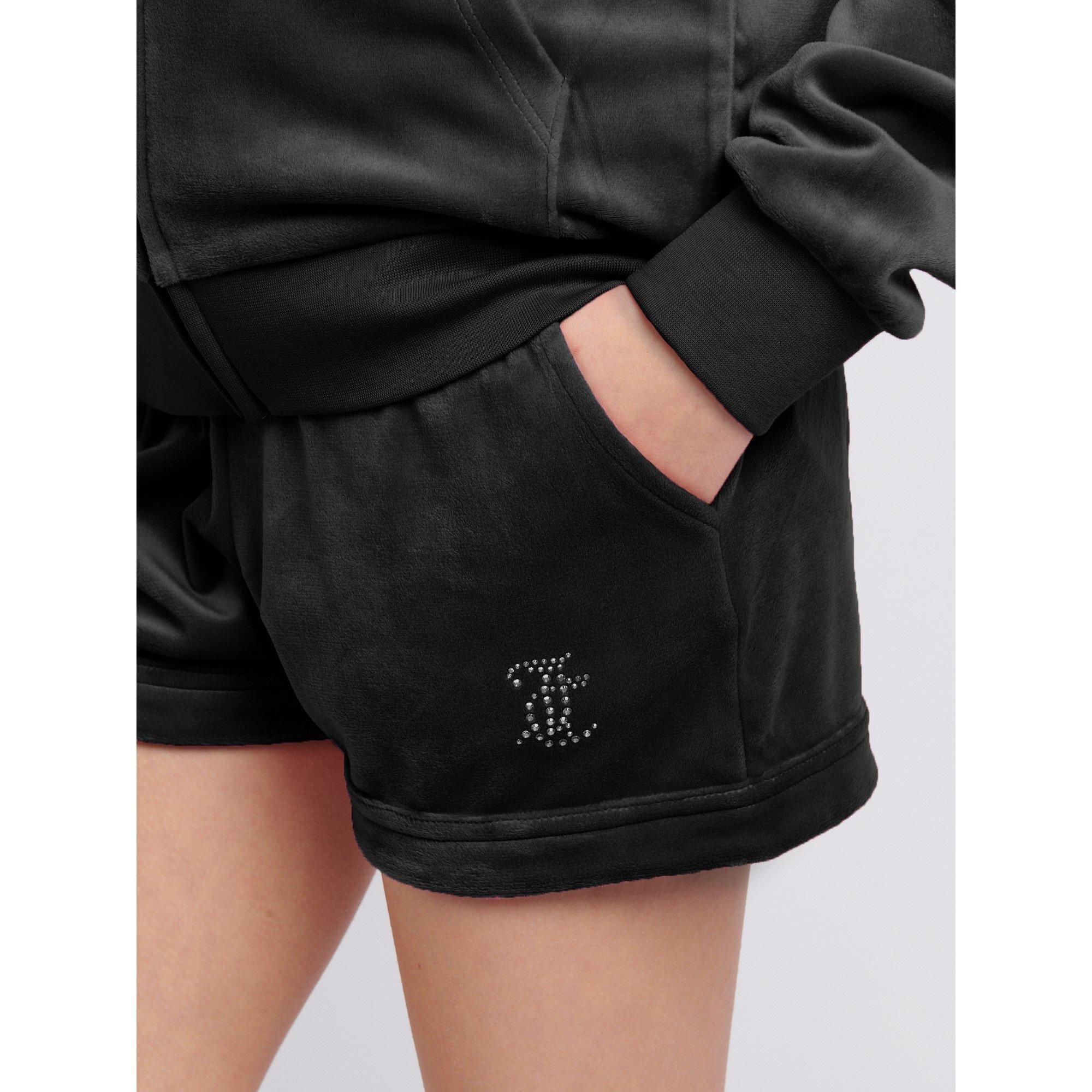 Black 102 - Juicy Couture - Kids' Diamante Logo Fleece Jogger Shorts - 5