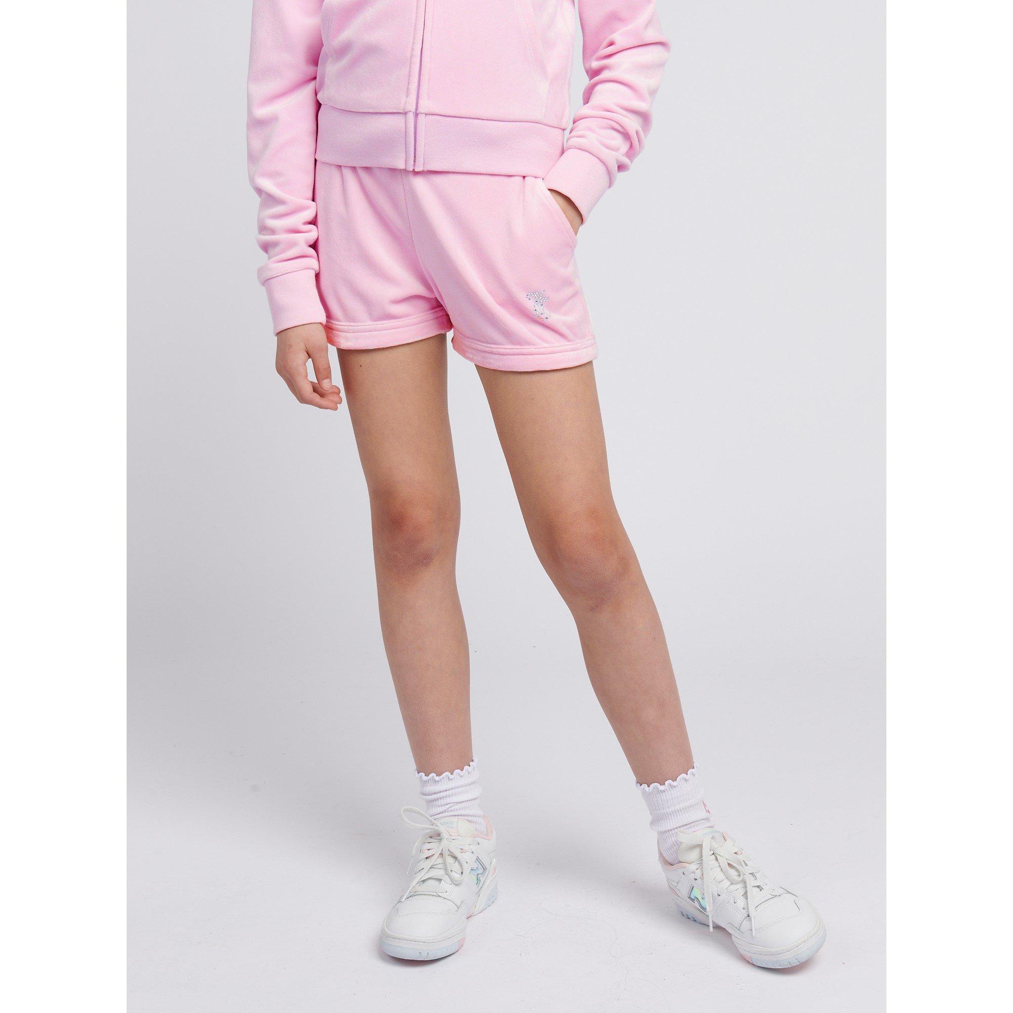 Pink Lilac F89 - Juicy Couture - Kids' Diamante Logo Fleece Jogger Shorts - 2