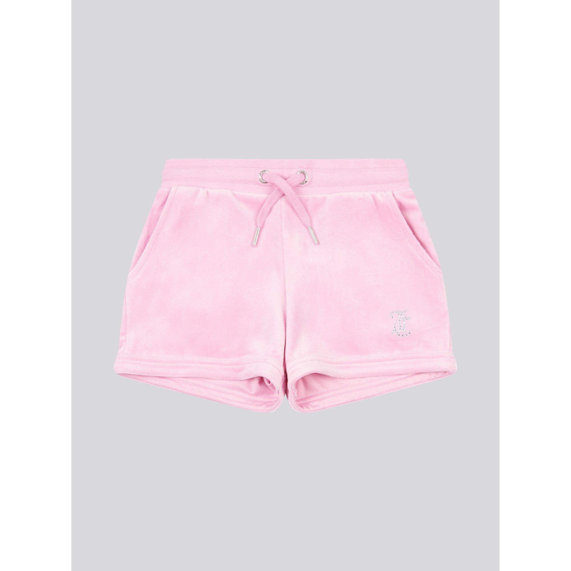 Pink Lilac F89 - Juicy Couture - Kids' Diamante Logo Fleece Jogger Shorts - 6