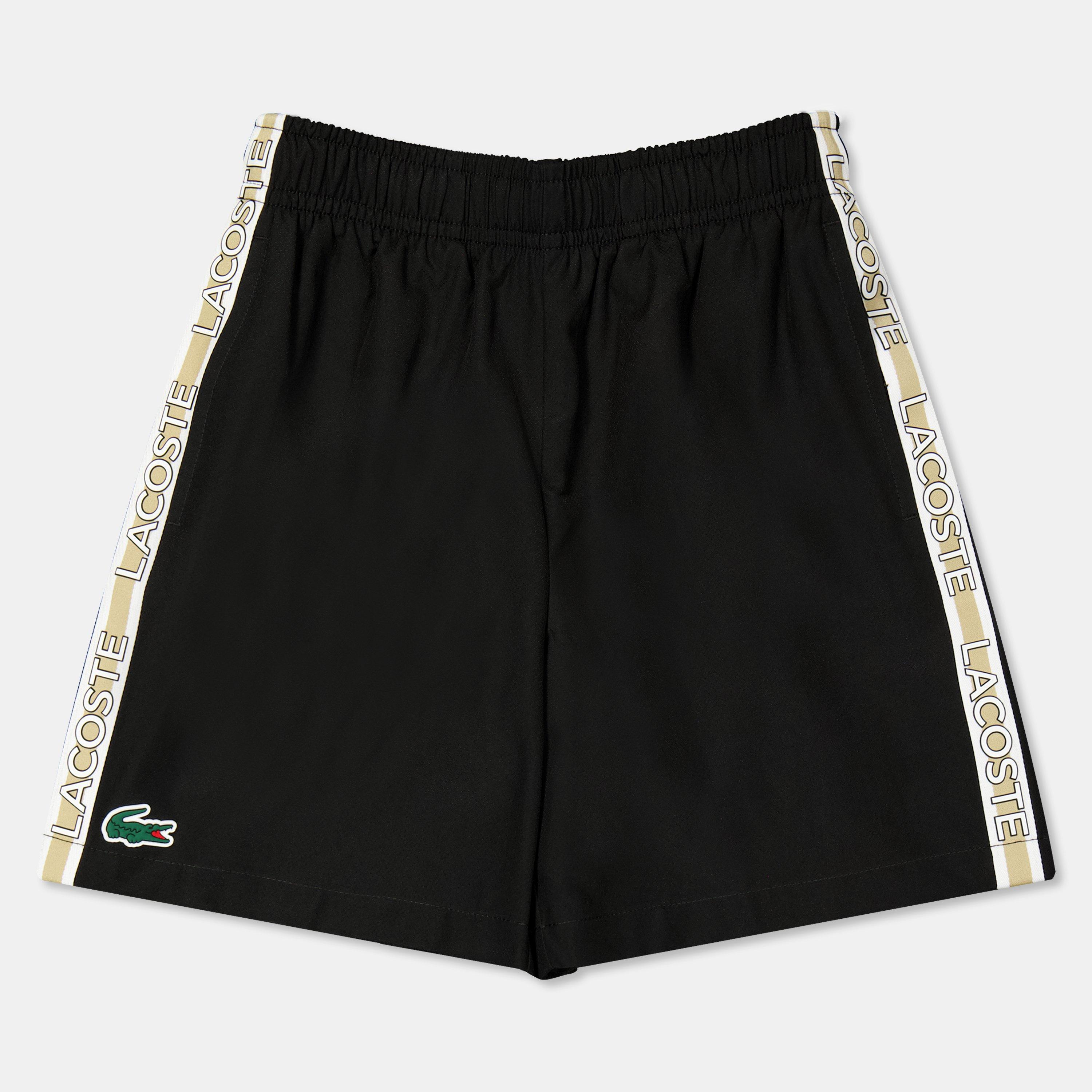 Black 031 - Lacoste - Kids' Elasticated Waistband Fleece Jogger Shorts - 1