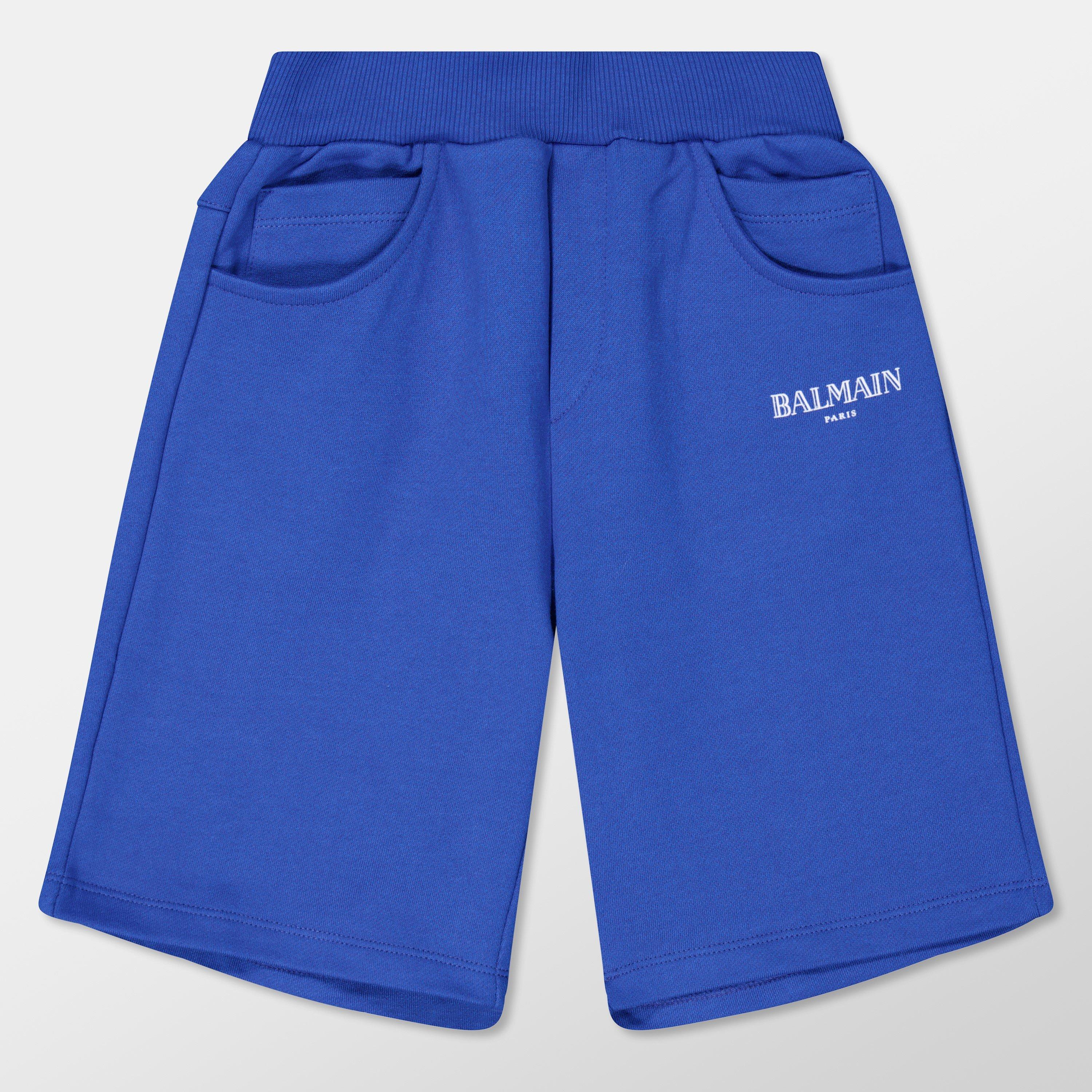 Blu/Wht 664BC - Balmain - Kids' Fleece Jogger Shorts - 1