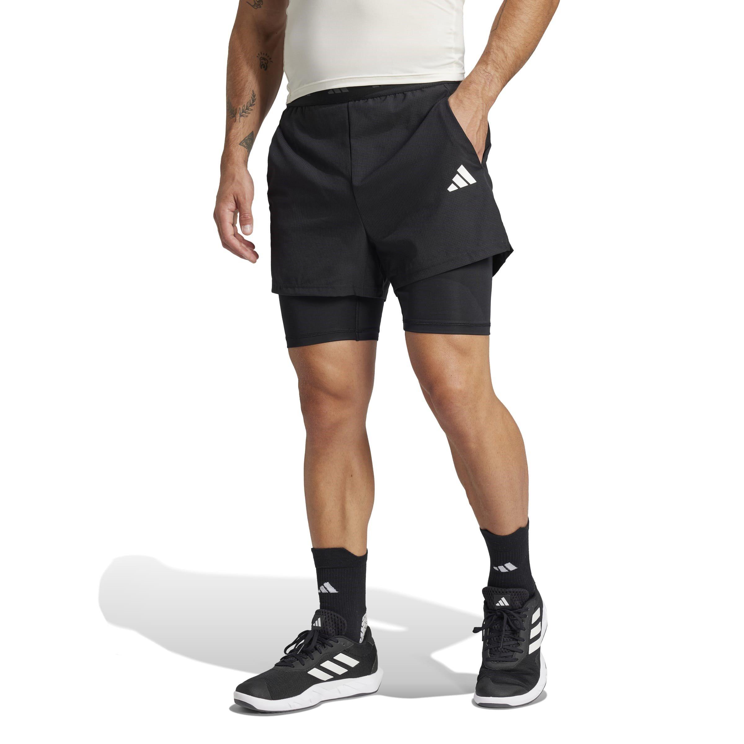 Black/Black - adidas - Gym+ 2-in-1 Shorts Mens - 3