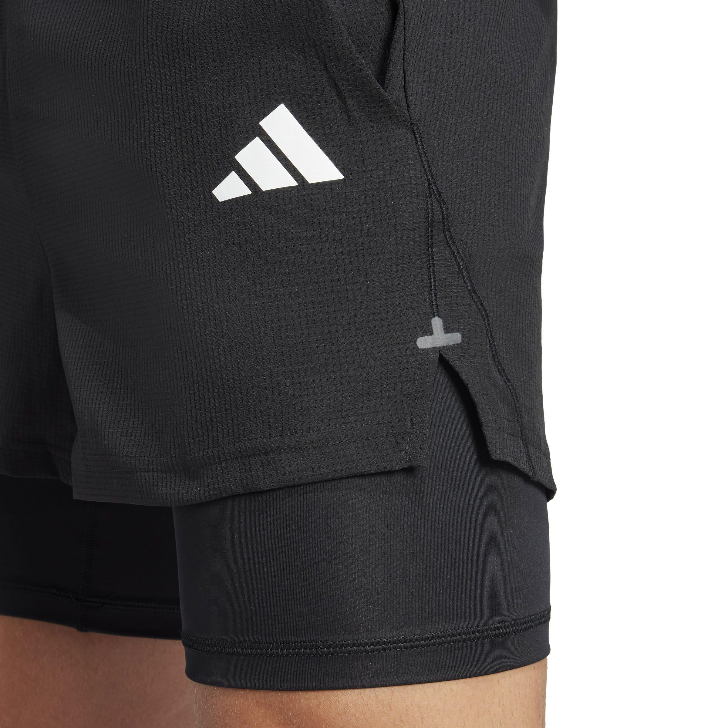 Black/Black - adidas - Gym+ 2-in-1 Shorts Mens - 5