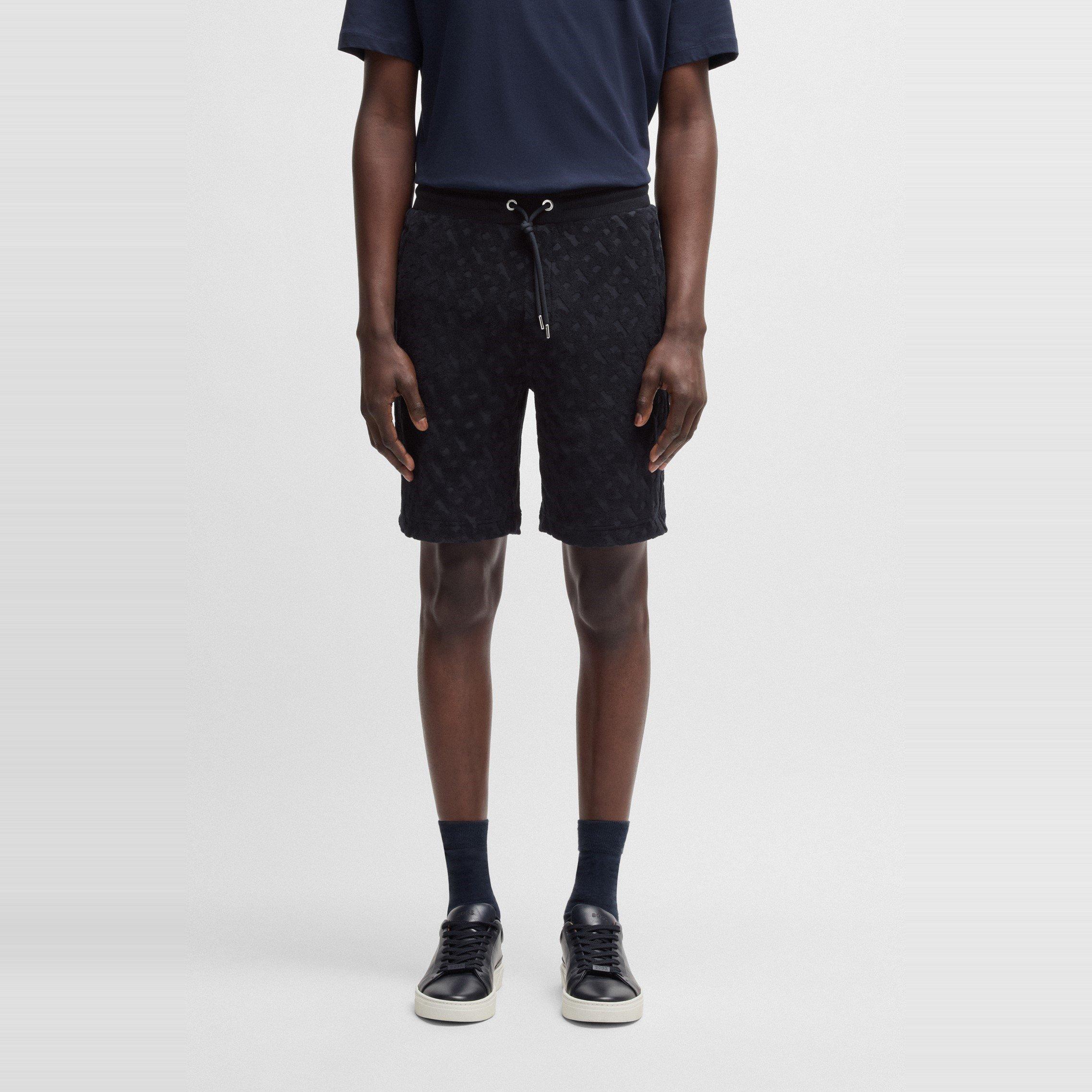 Dark Blue 404 - Boss - Men's H-Lamson 10 Black Fleece Jogger Shorts - 2