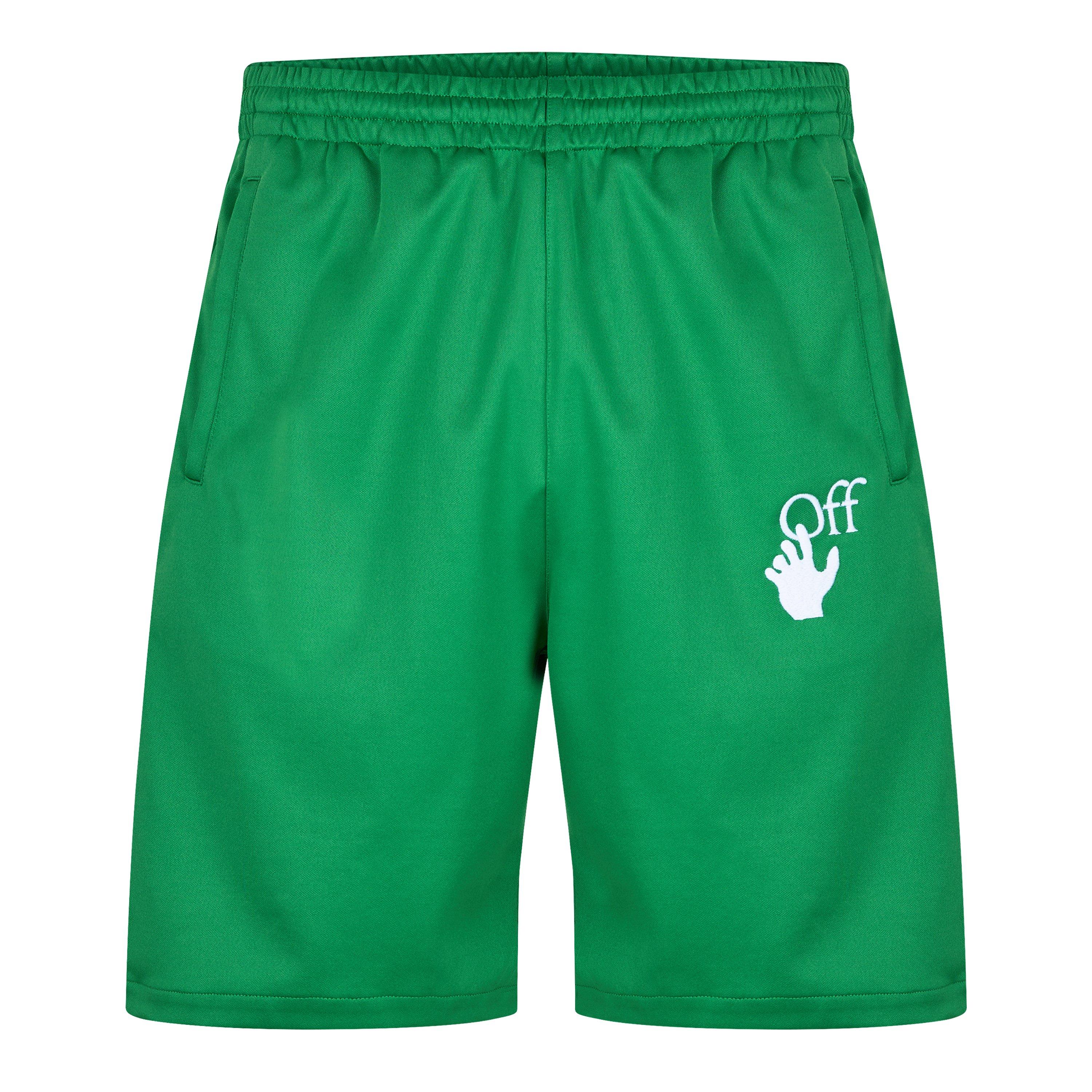 Green - Off White - Men's Hands Off Skate Track Shorts, Adjustable Drawstring - 5