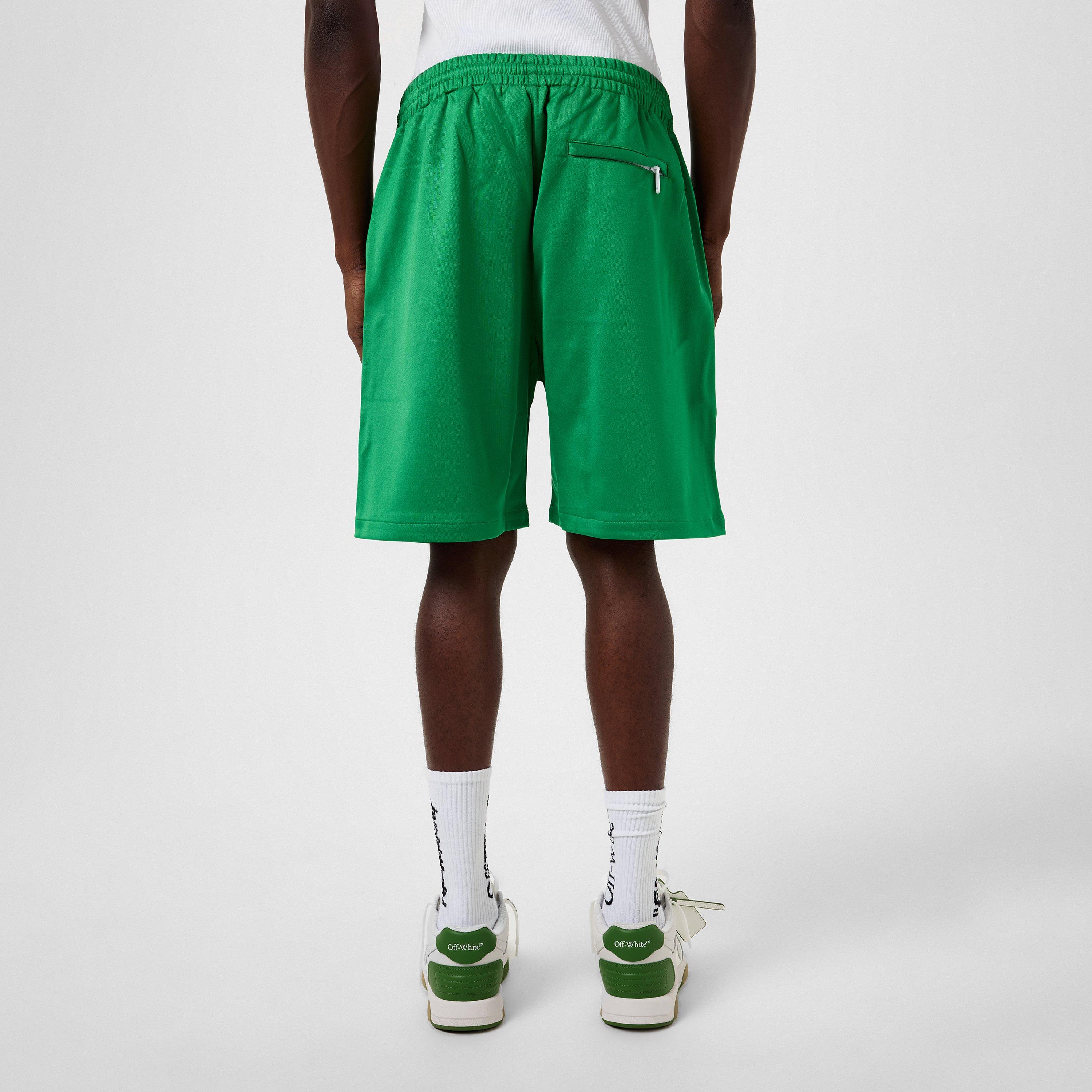 Green - Off White - Men's Hands Off Skate Track Shorts, Adjustable Drawstring - 3