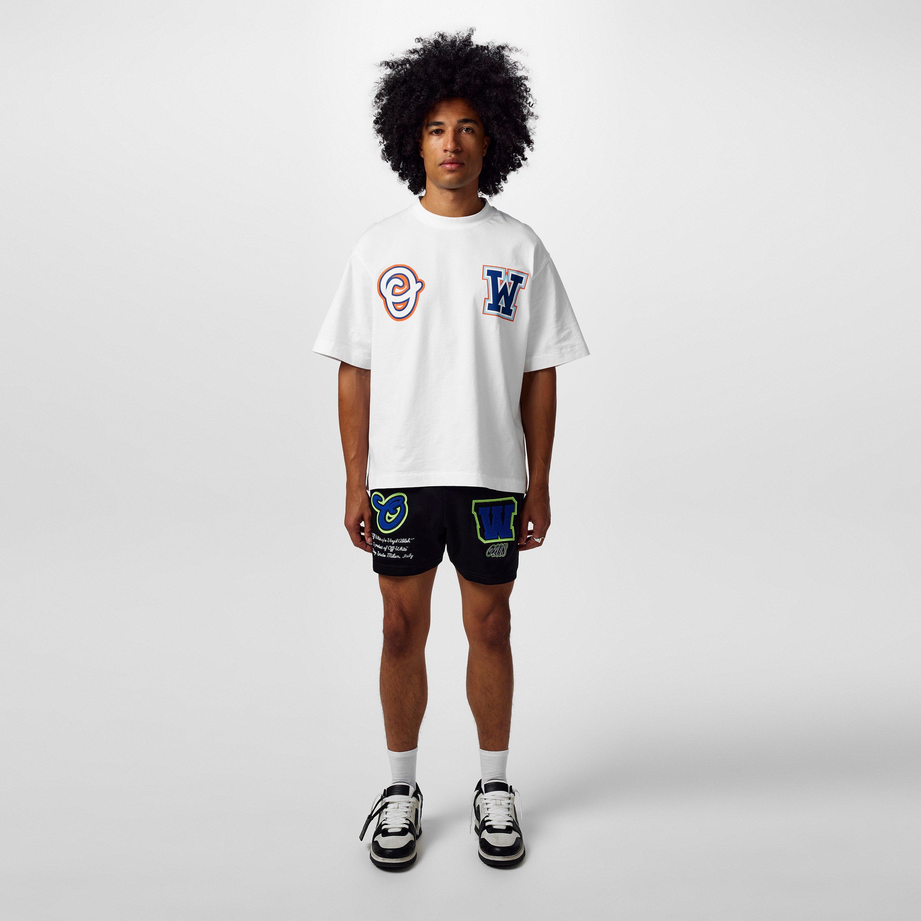 Schwarz - Off White - Men's Vars Hamer Skinny Track Shorts with Adjustable Drawstring - 4