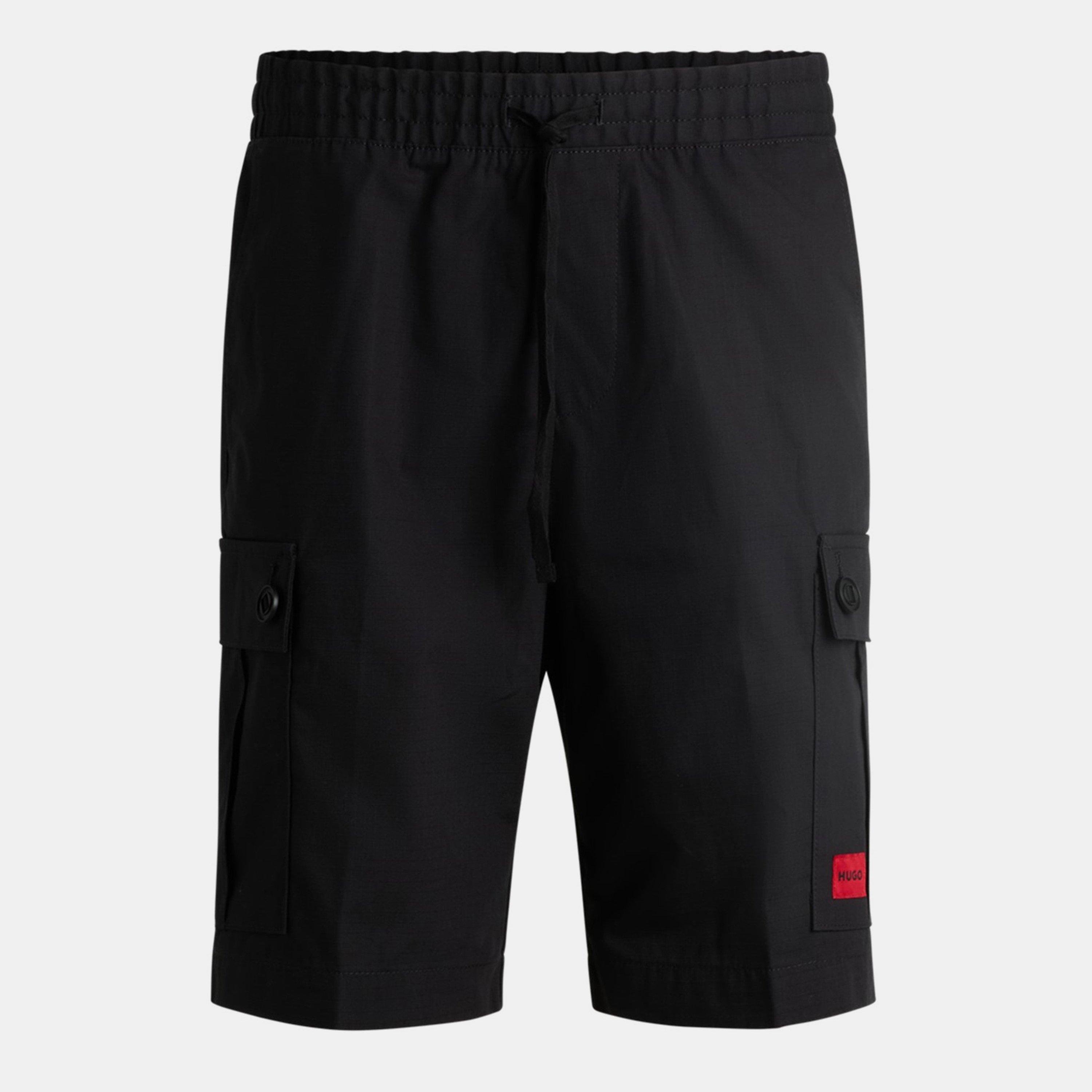 Black 001 - Hugo - Men's Cotton Cargo Shorts - 1