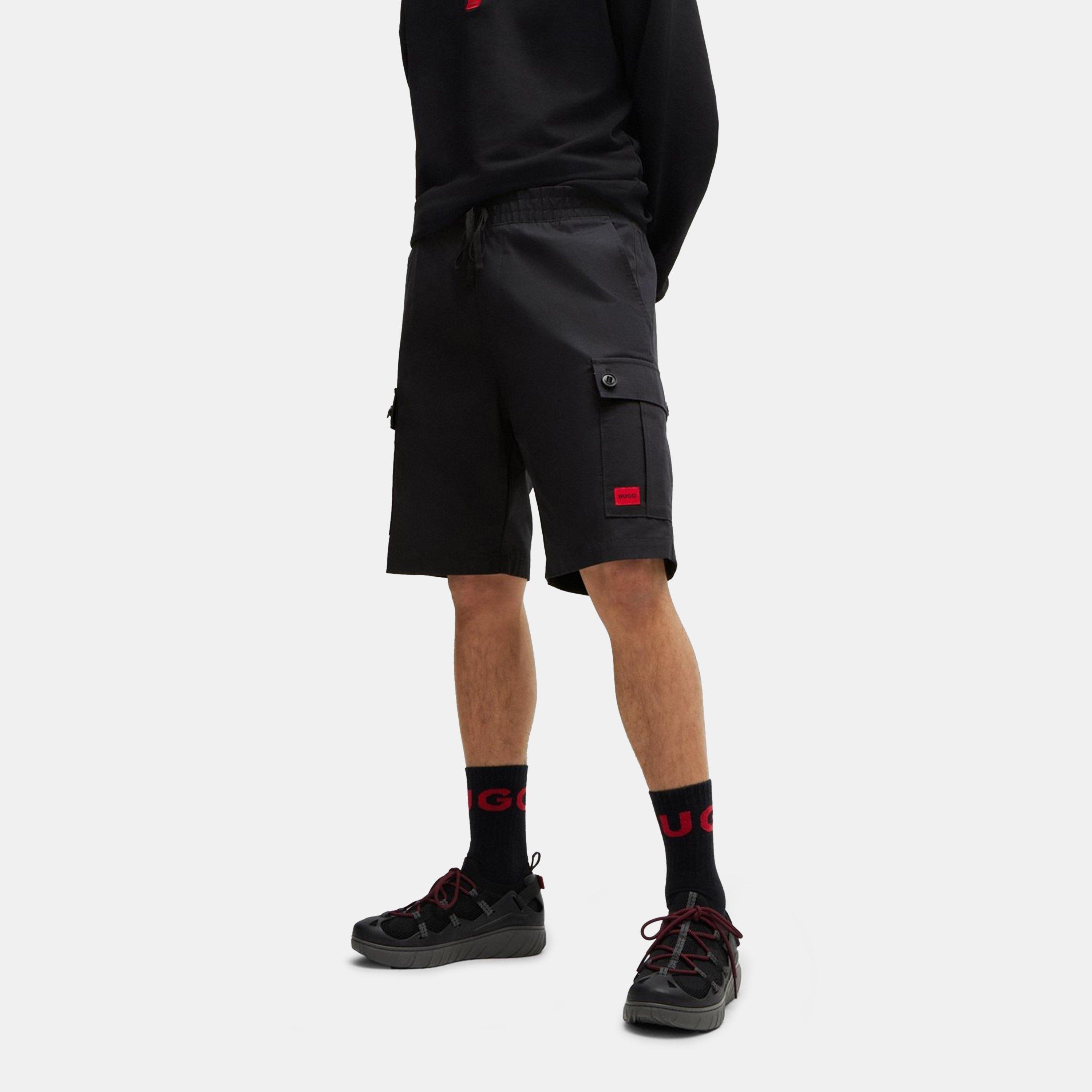 Black 001 - Hugo - Men's Logo Cotton Cargo Shorts - 2