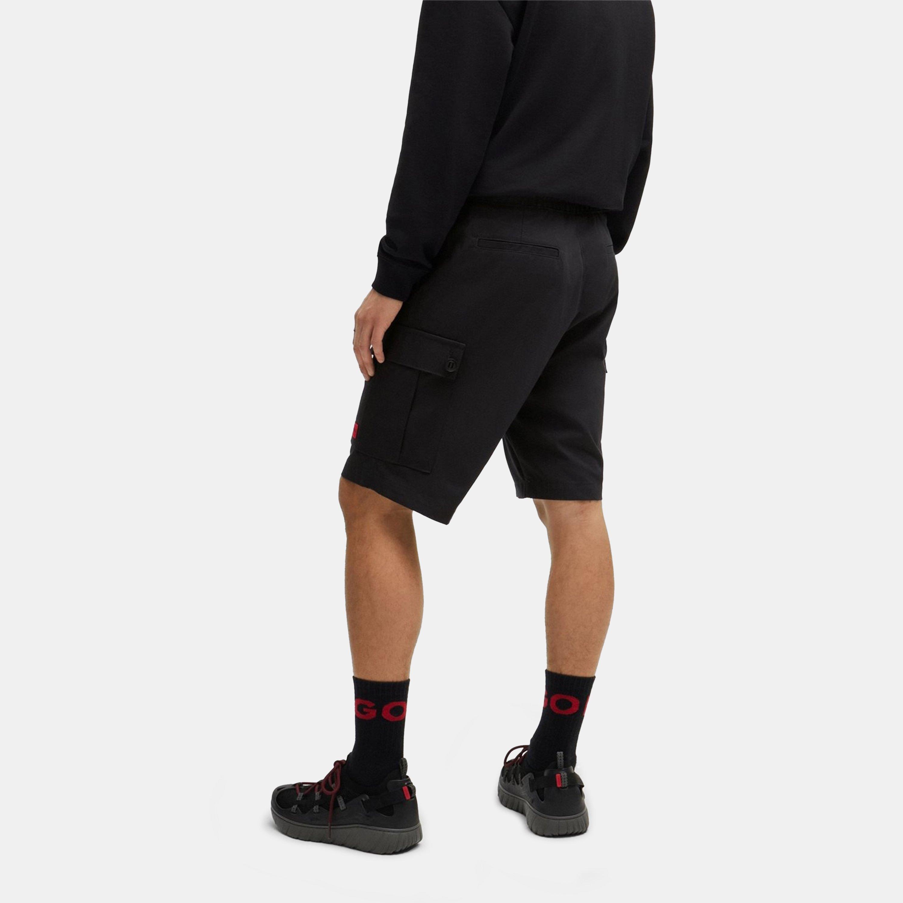 Black 001 - Hugo - Men's Logo Cotton Cargo Shorts - 3