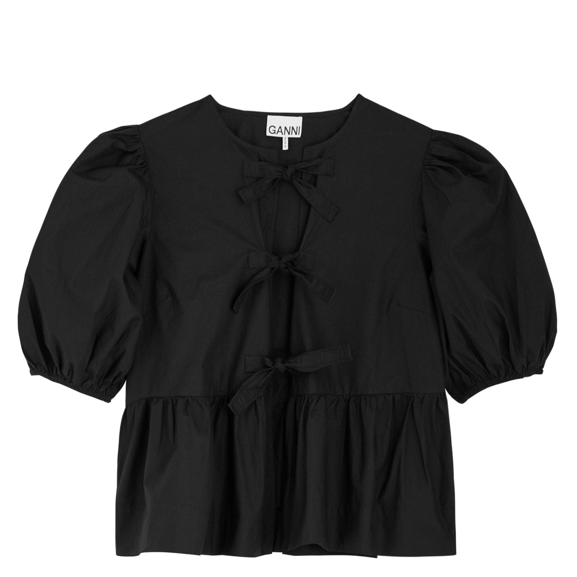 BLACK - Ganni - T Poplin Peplum Blouse