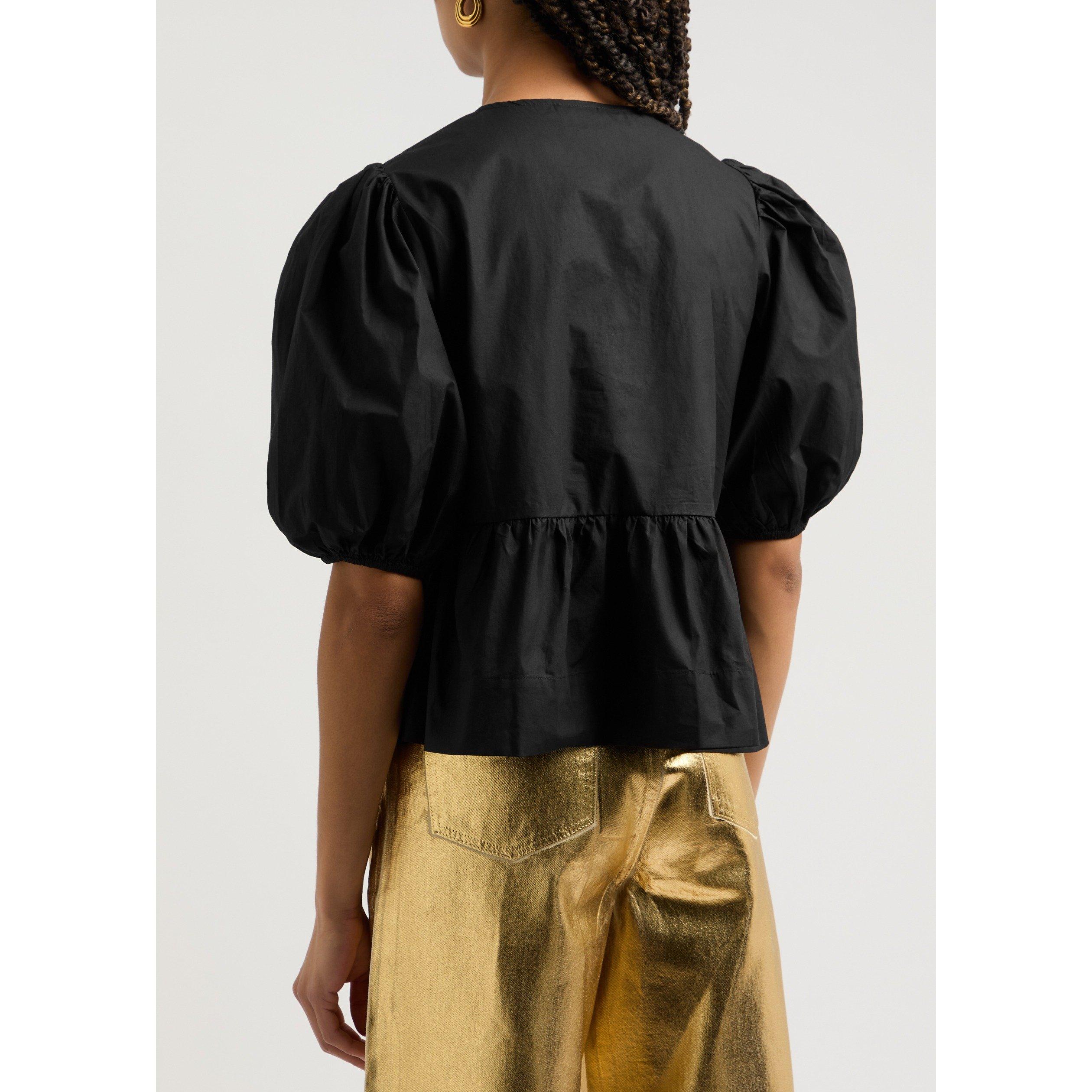 BLACK - Ganni - T Poplin Peplum Blouse09 - 3