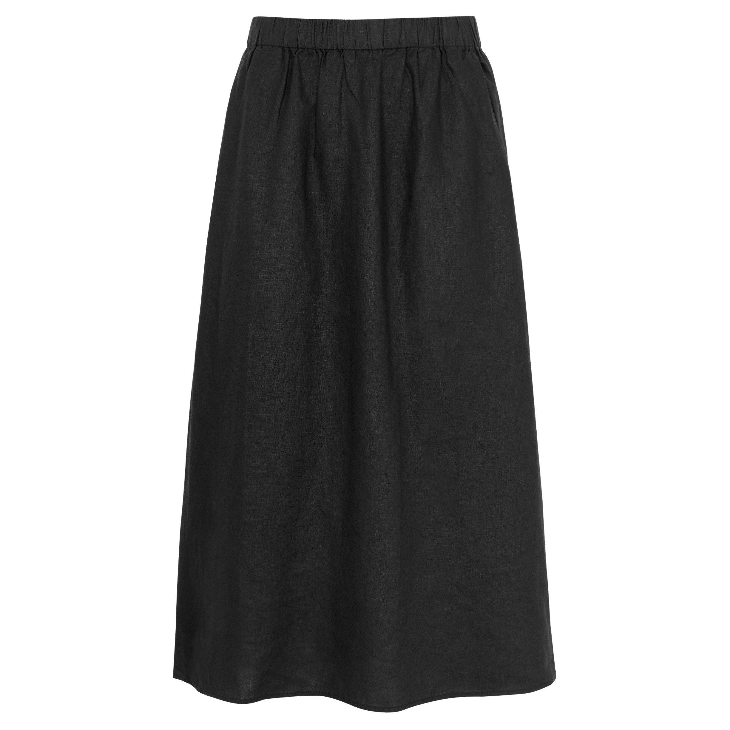BLACK - Eileen Fisher - Women's Gathered Linen Midi Skirt