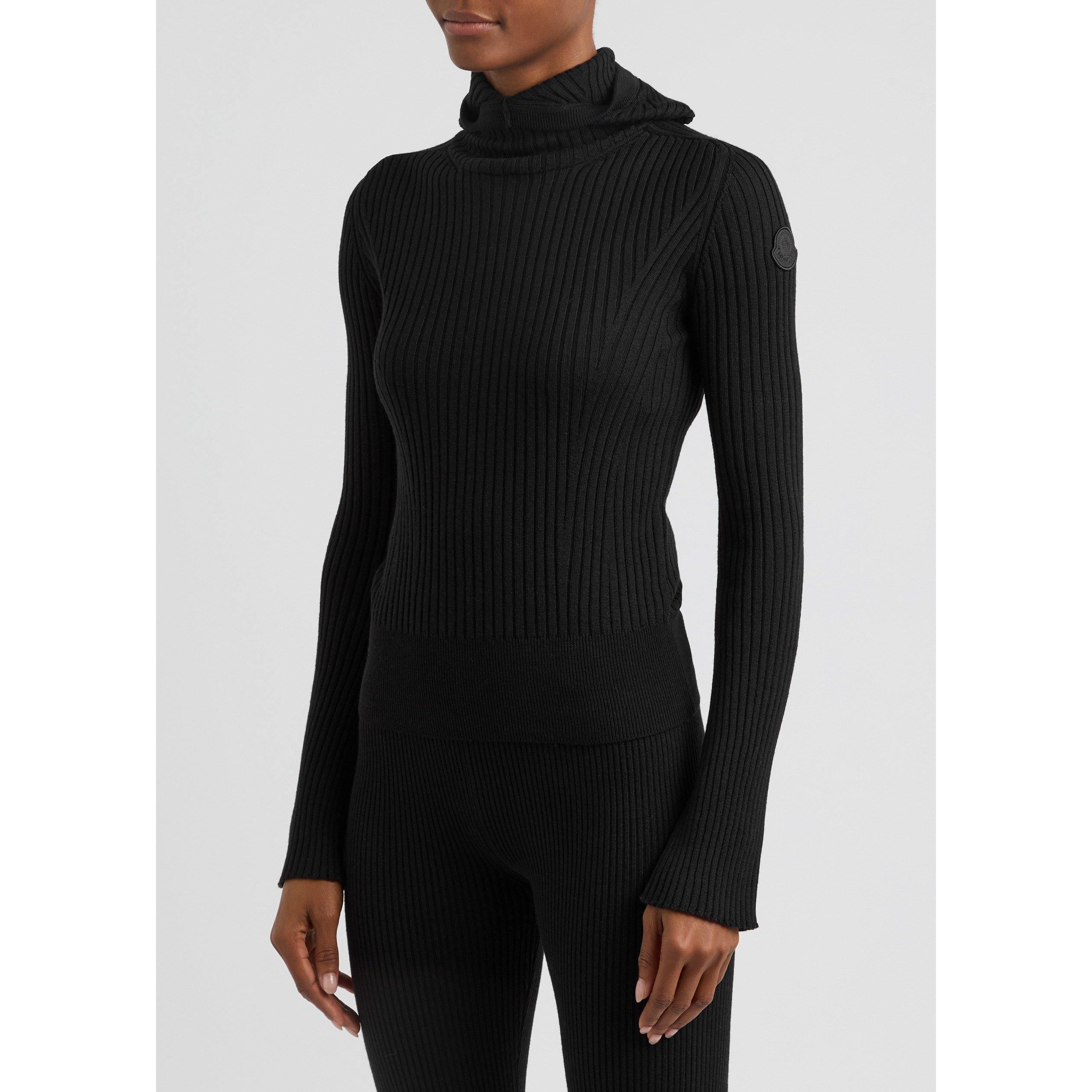 BLACK - Moncler - Women's Wool-Blend Slim-Fit Knitted Hoodie - 2
