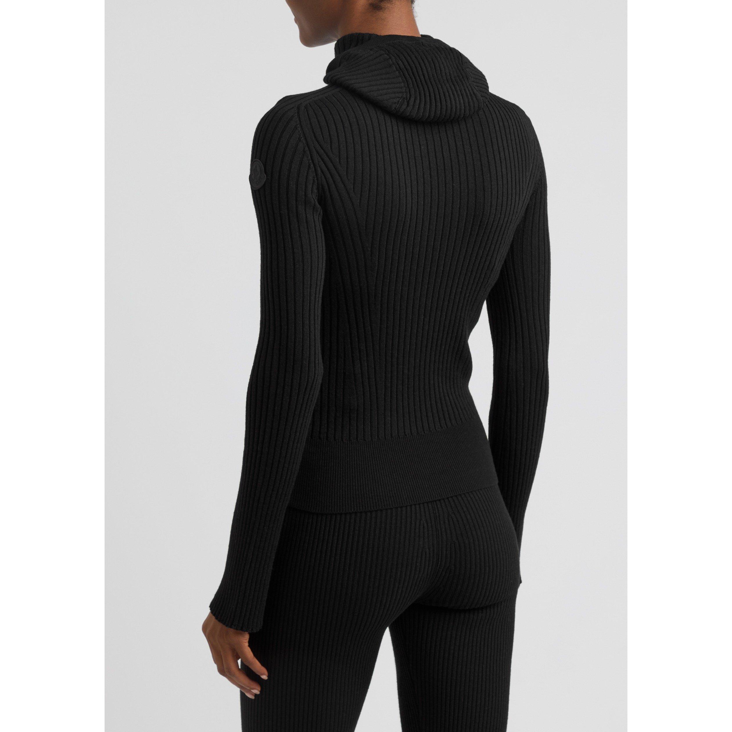 BLACK - Moncler - Women's Wool-Blend Slim-Fit Knitted Hoodie - 3