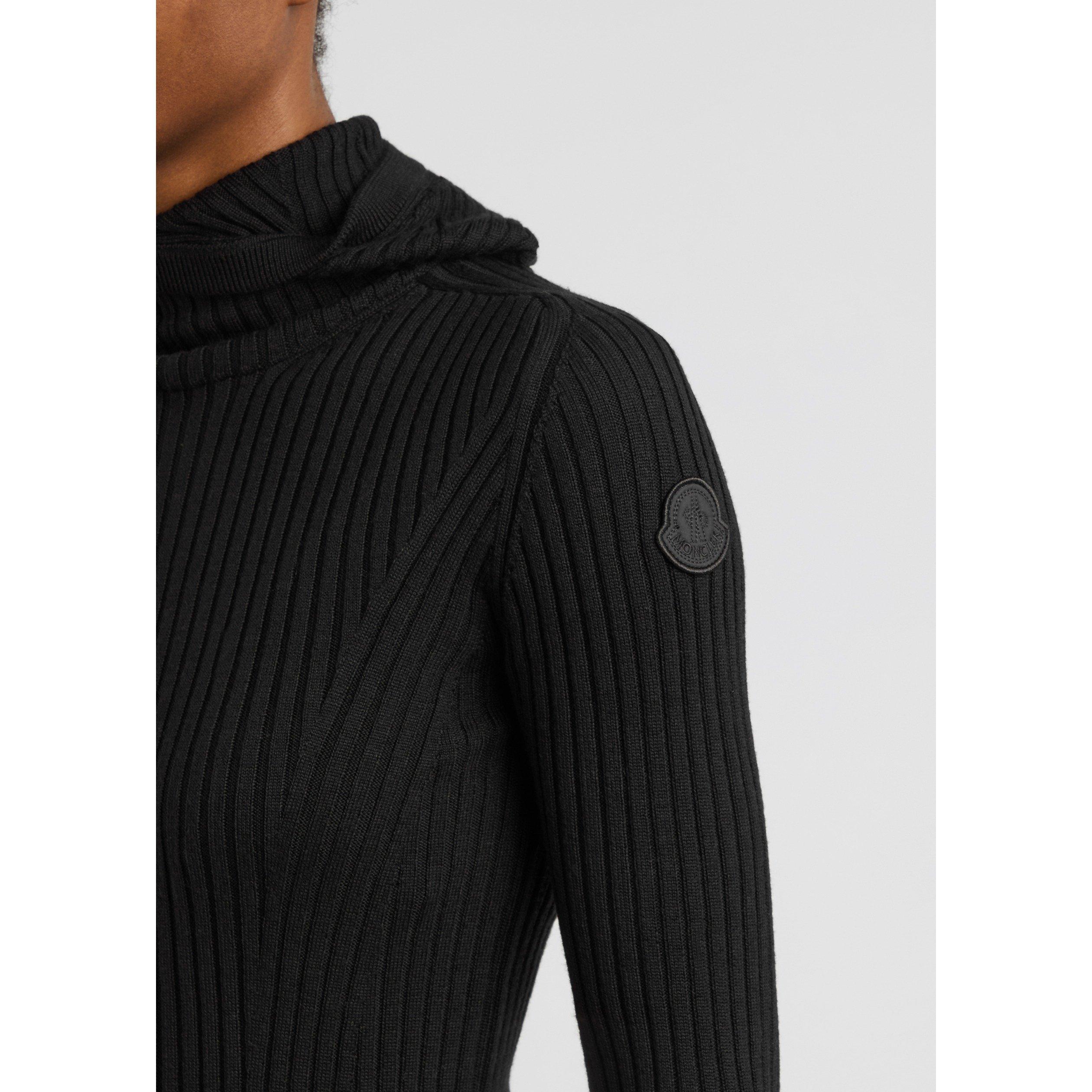 BLACK - Moncler - Women's Wool-Blend Slim-Fit Knitted Hoodie - 4