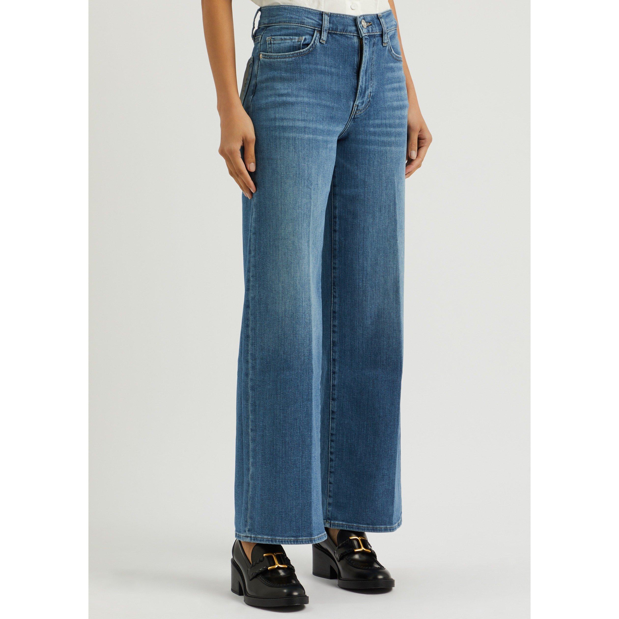 DARK BLUE - Frame Denim - Women's Le Slim Palazzo Drizzle High-Rise Wide-Leg Jeans - 2