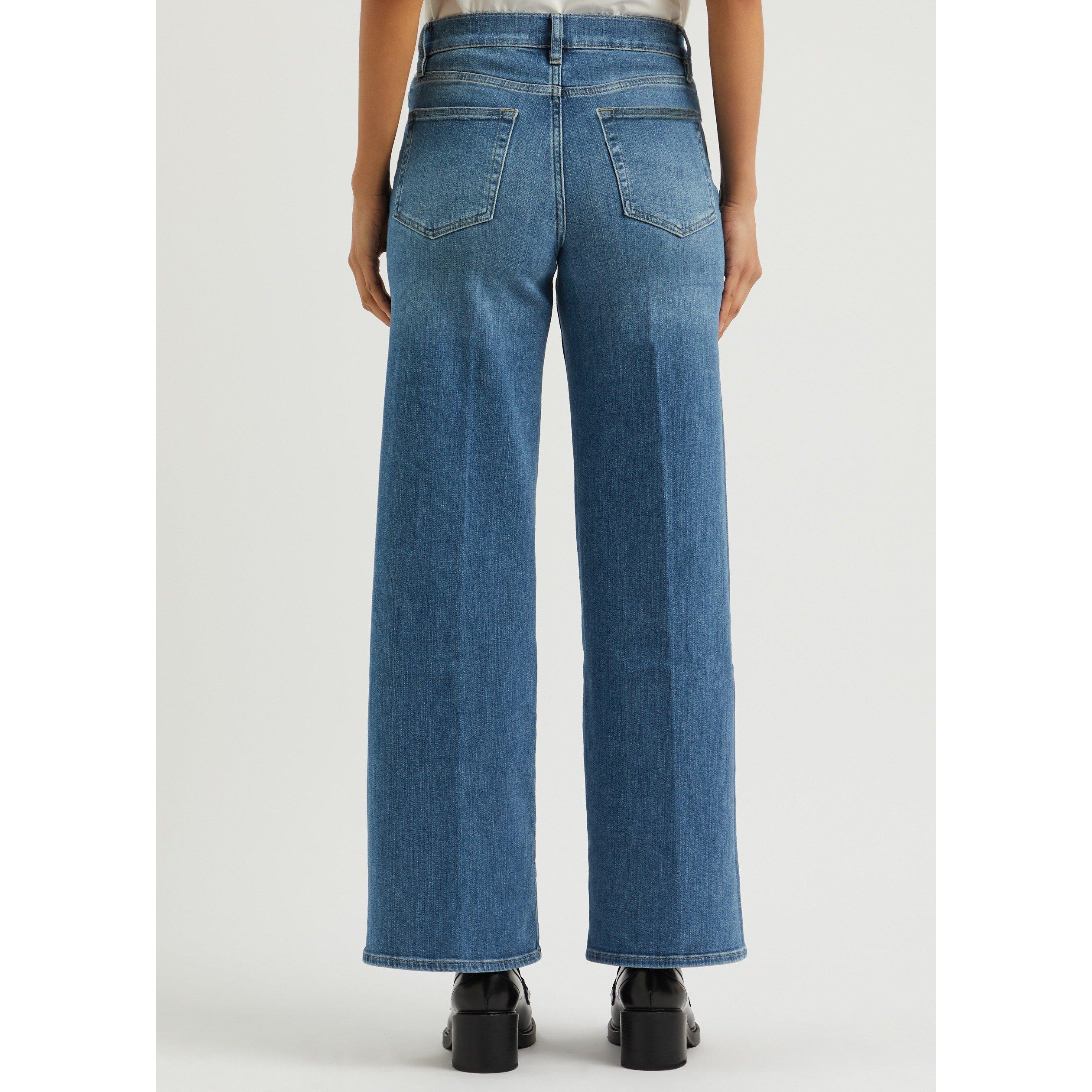 DARK BLUE - Frame Denim - Women's Le Slim Palazzo Drizzle High-Rise Wide-Leg Jeans - 3