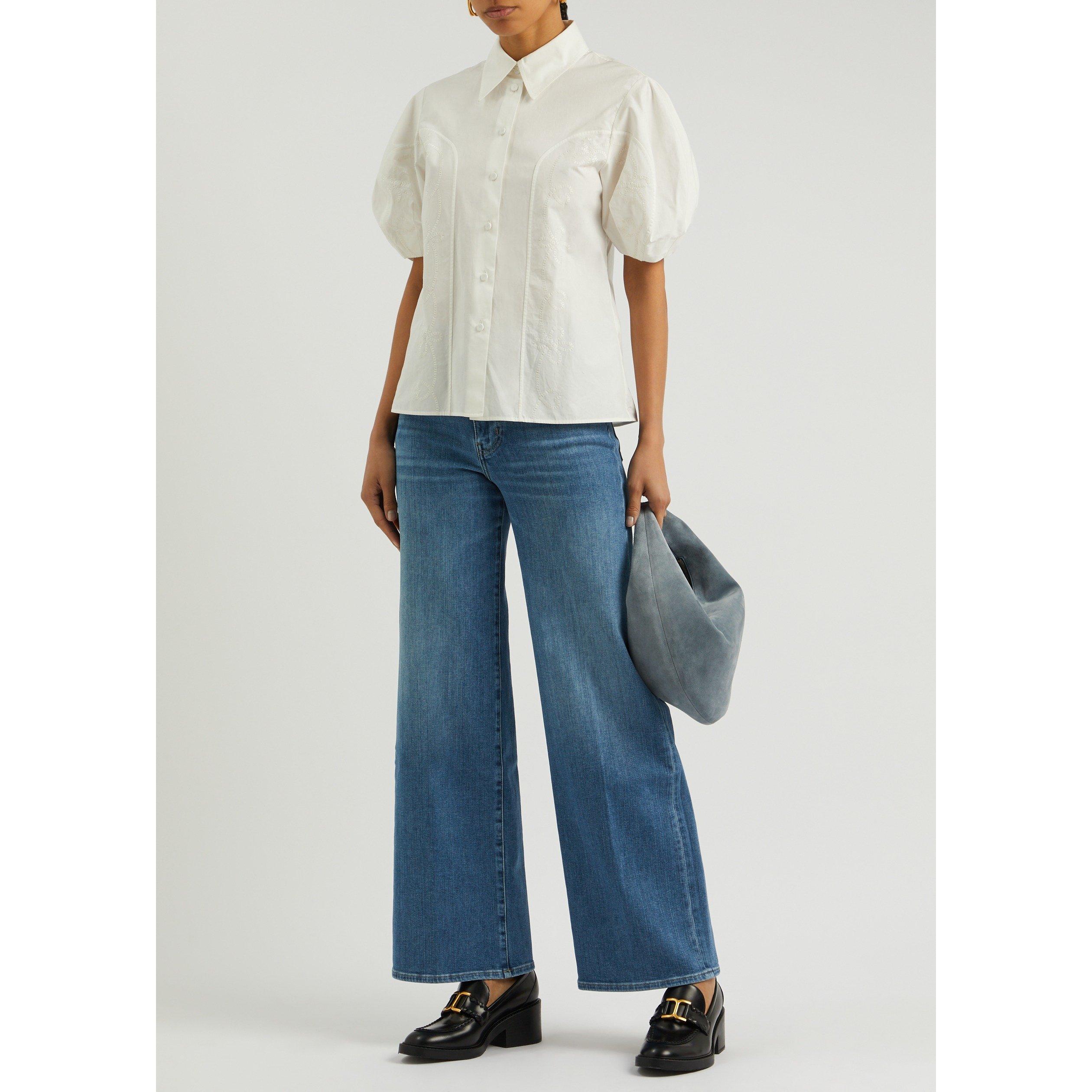 DARK BLUE - Frame Denim - Women's Le Slim Palazzo Drizzle High-Rise Wide-Leg Jeans - 5