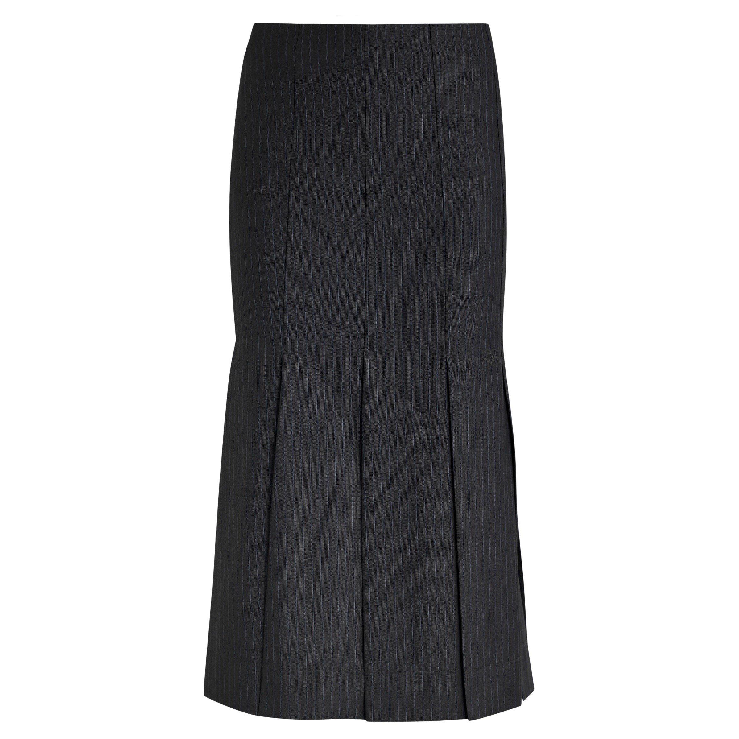 DARK GREY - Ganni - SS Stripe Suiting Midi Skirt