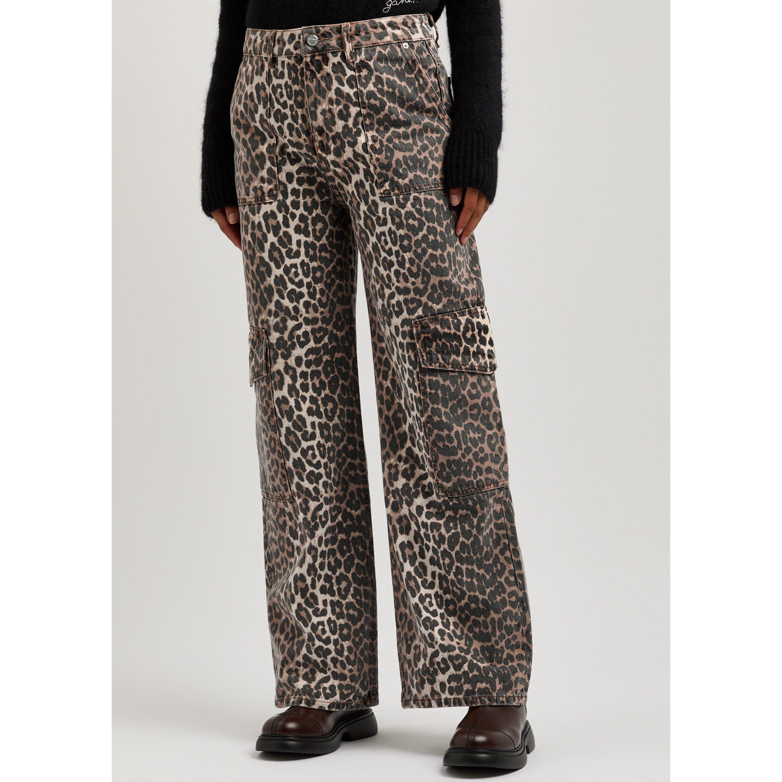 LEOPARD - Ganni - Women's Angi Leopard Print Cotton High-Rise Cargo Jeans - 2