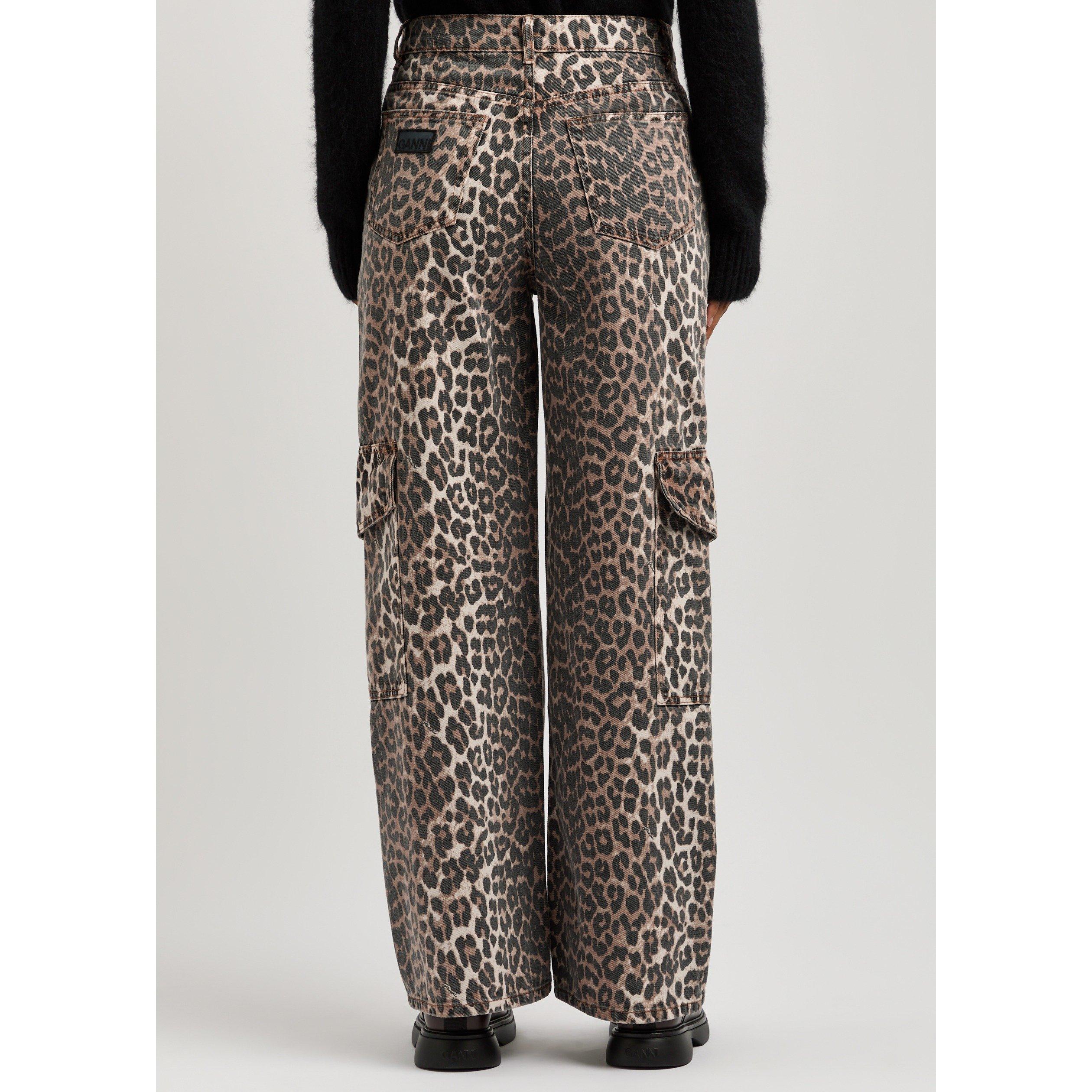 LEOPARD - Ganni - Women's Angi Leopard Print Cotton High-Rise Cargo Jeans - 3