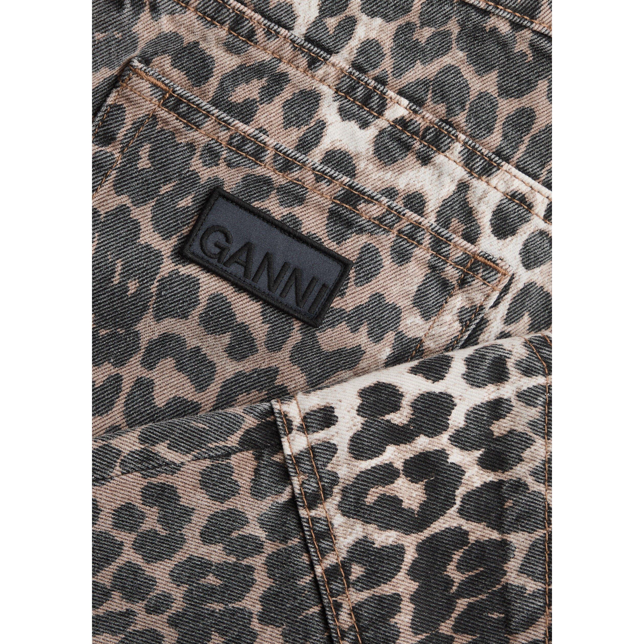 LEOPARD - Ganni - Women's Angi Leopard Print Cotton High-Rise Cargo Jeans - 4