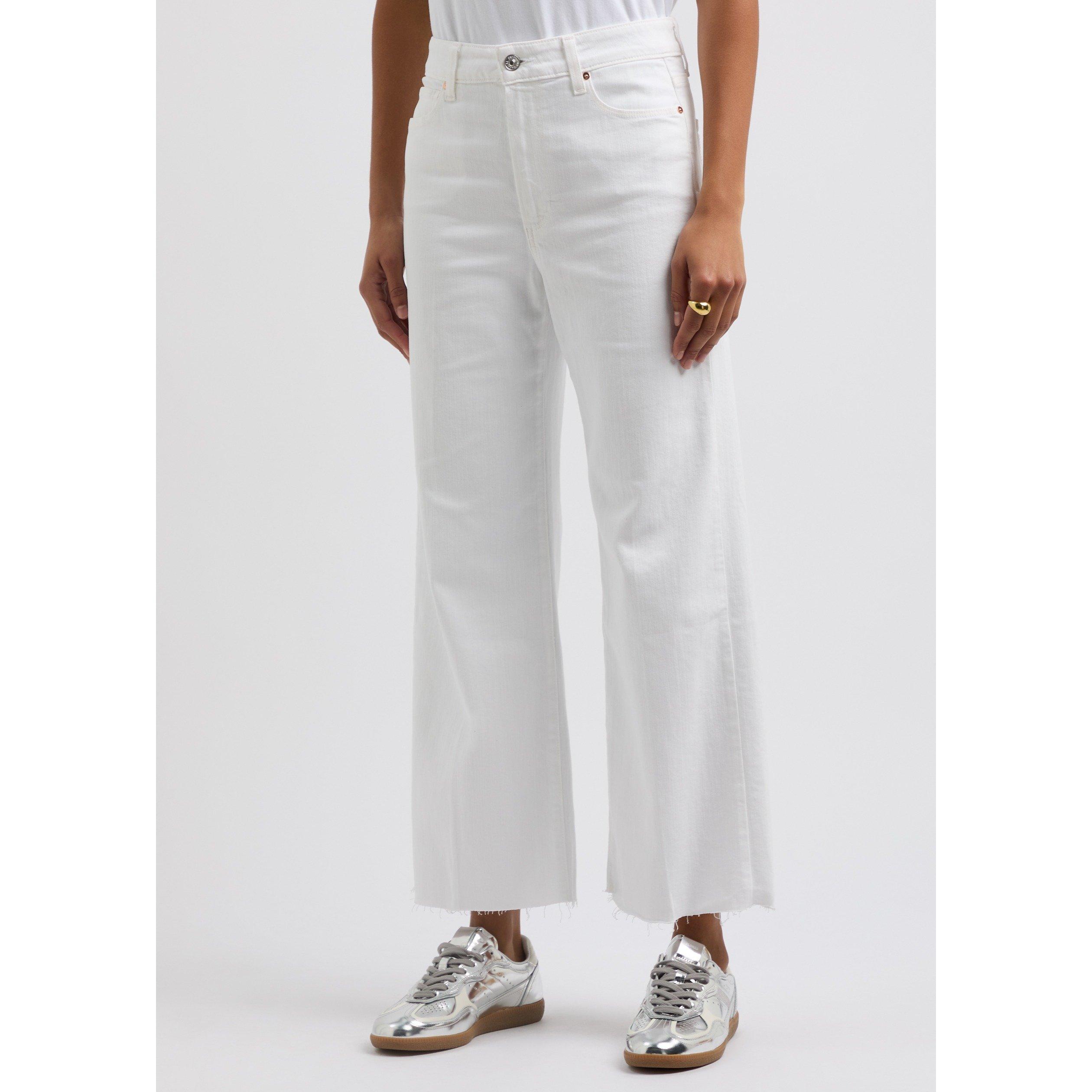 WHITE - Paige - Women's Anessa Cropped Raw Hem Wide-Leg Jeans - 2