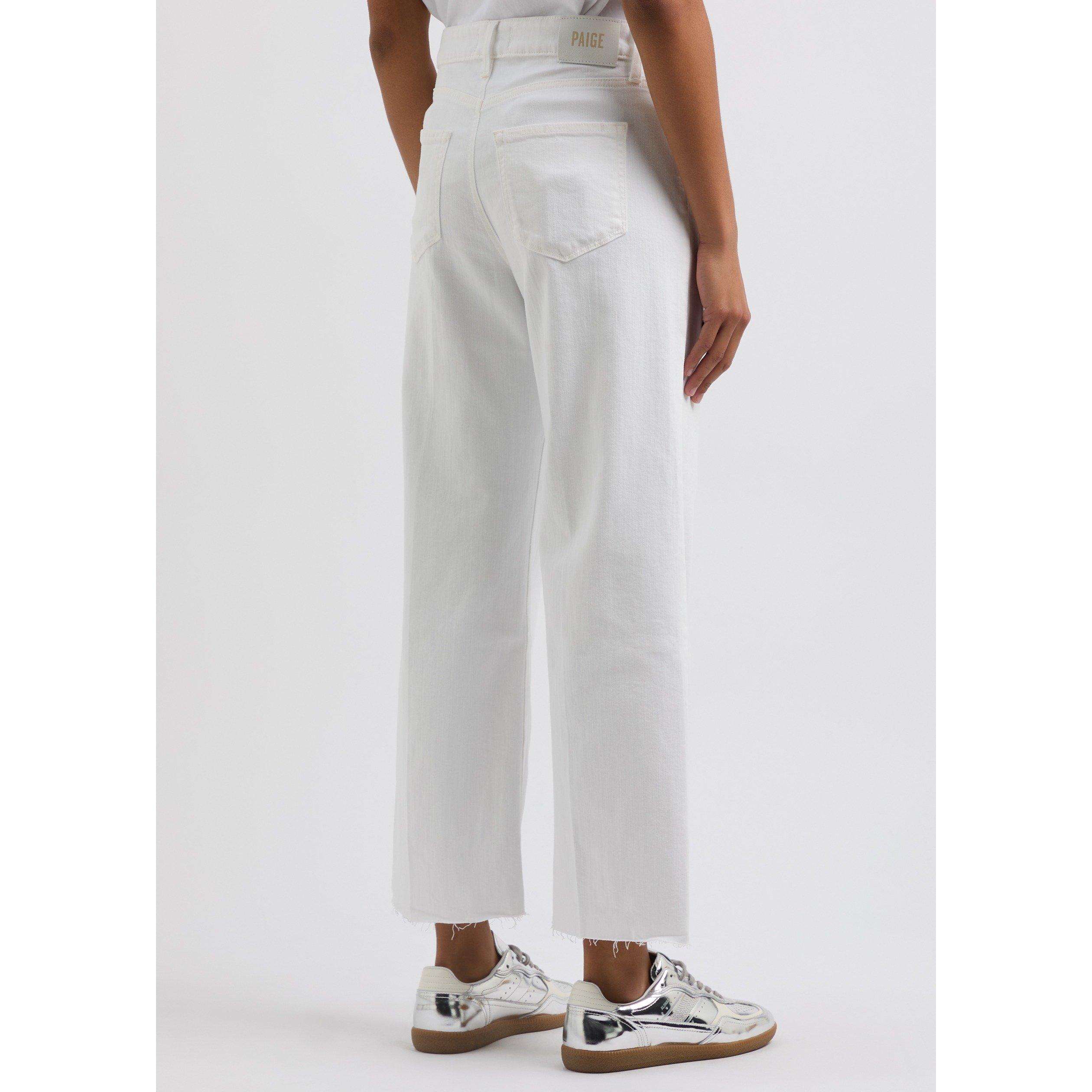 WHITE - Paige - Women's Anessa Cropped Raw Hem Wide-Leg Jeans - 3