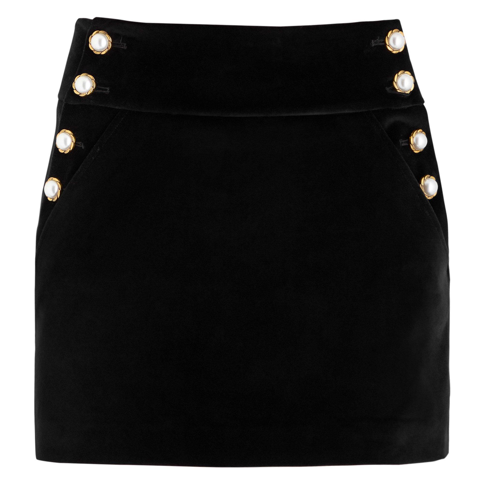 BLACK - Alice And Olivia - SS DONALD VELVET MINI SKIRT