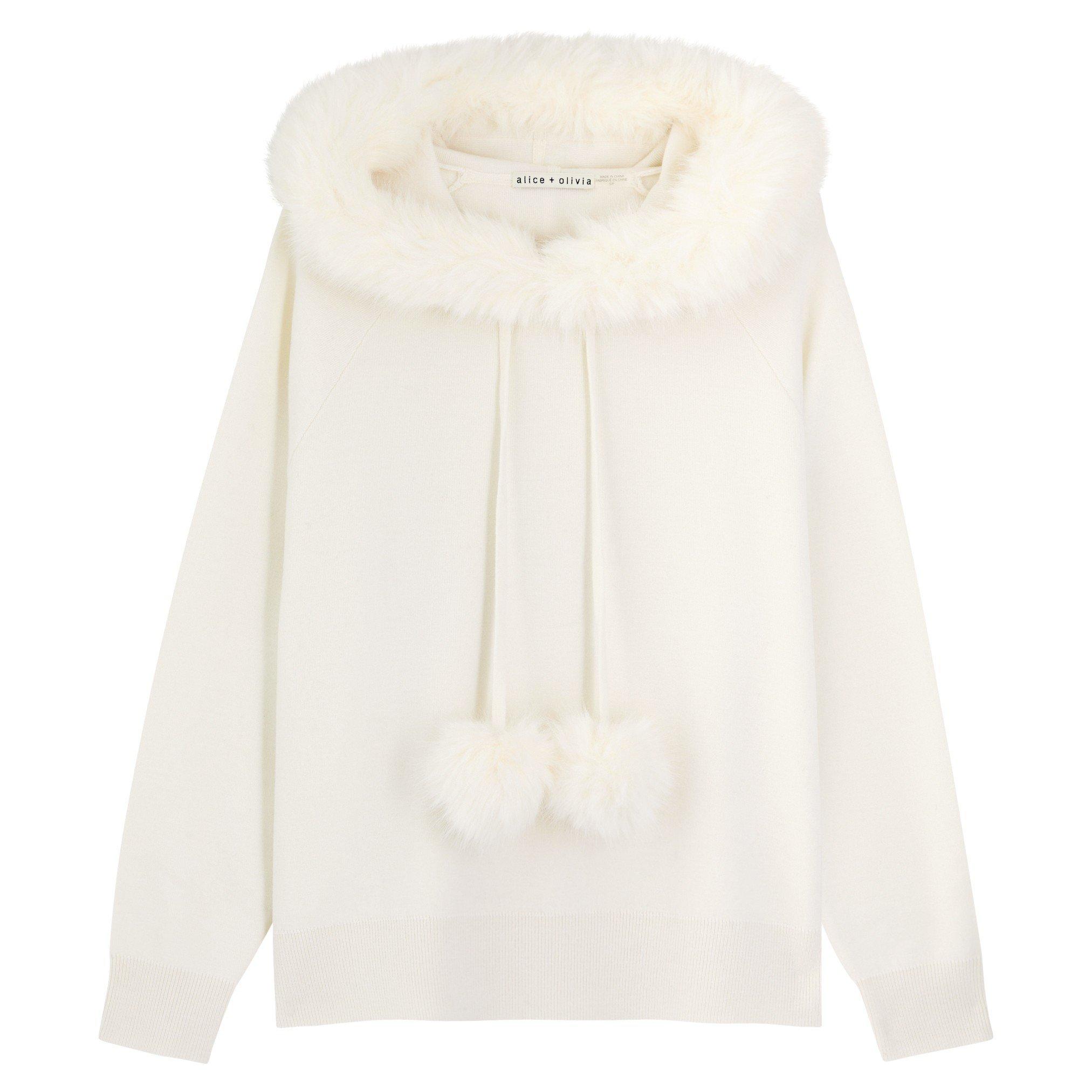 ECRU - Alice And Olivia - KW OSCAR FAUX FUR TRIM HOODIE