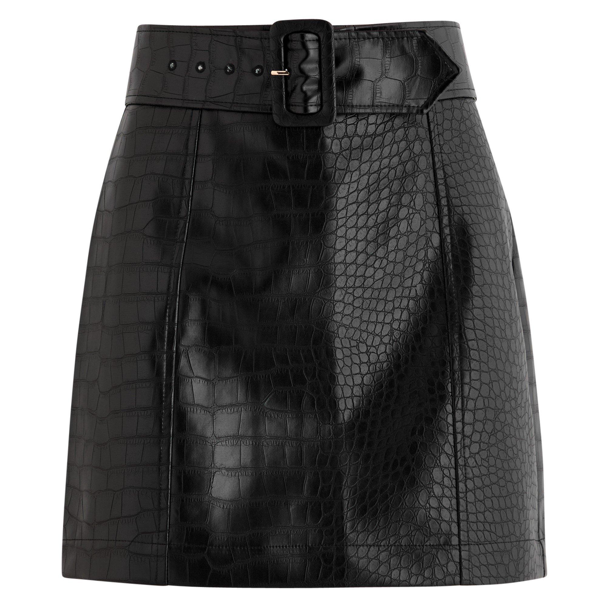 BLACK - KITRI - SS MARLA MOCK CROC MINI SKIRT