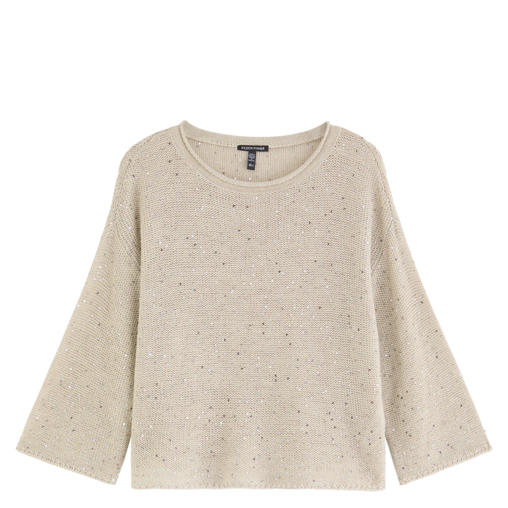OFF WHITE - Eileen Fisher - KW BATTEAU SEQUIN SWEATER