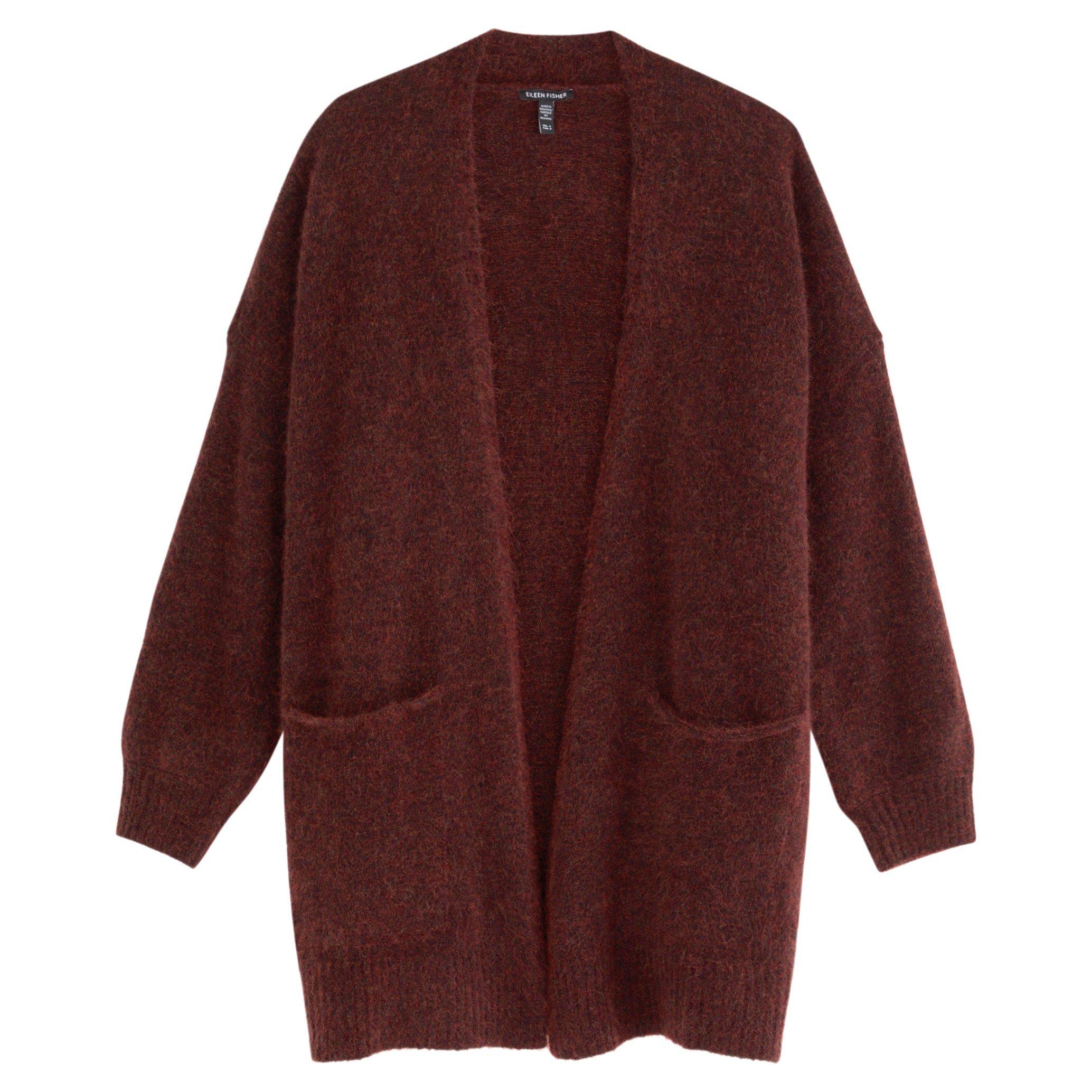 BURGUNDY - Eileen Fisher - KW CARDIGAN WITH POCKETS