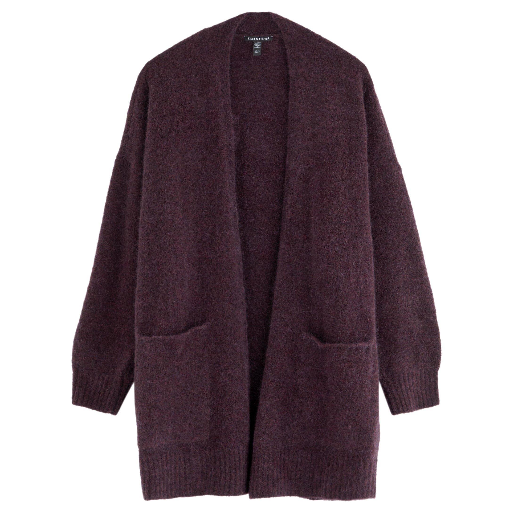 DARK PURPLE - Eileen Fisher - KW MOHAIR CARDIGAN W POCKETS