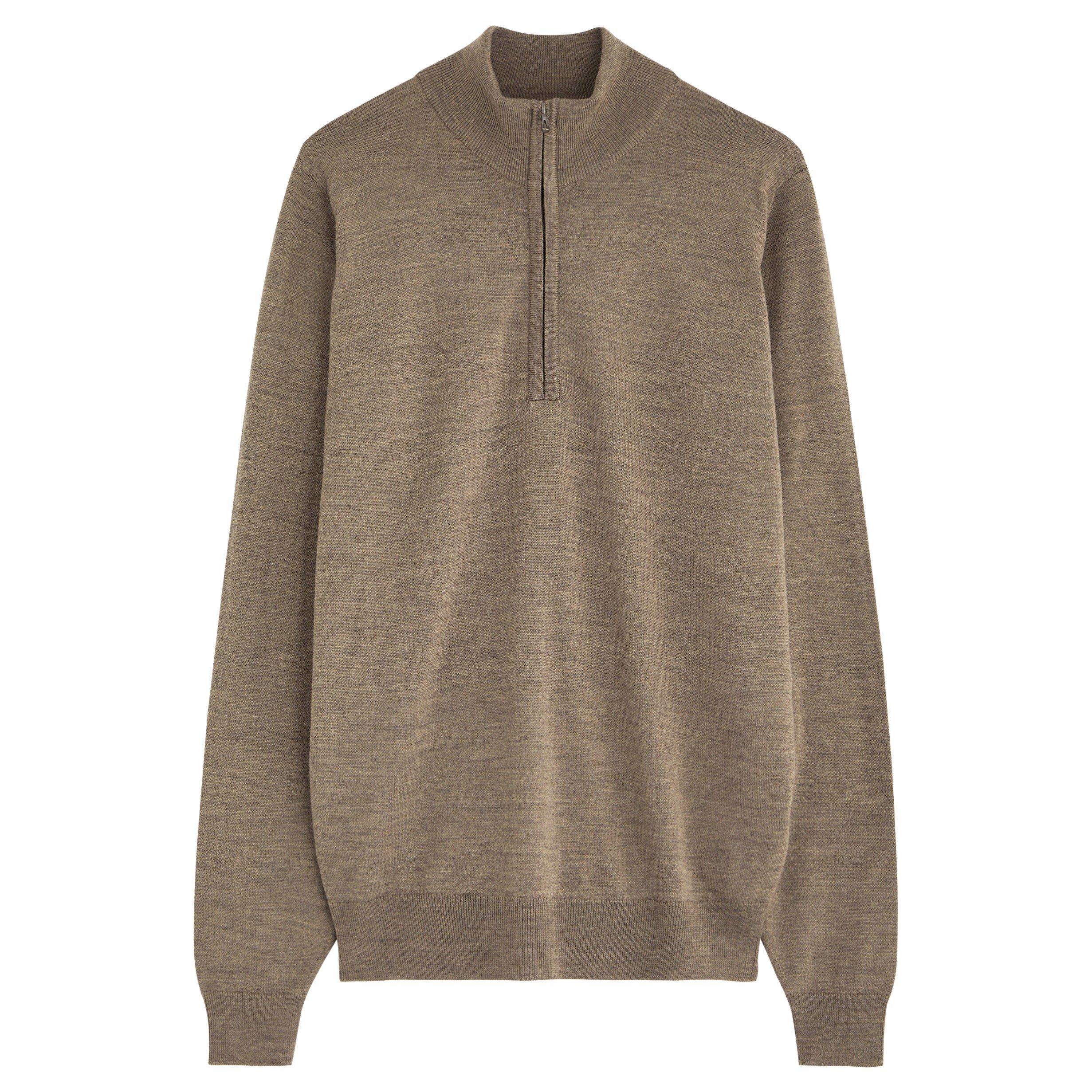 TAUPE - John Smedley - SMED KNIT 1/4 ZIP TAPTON
