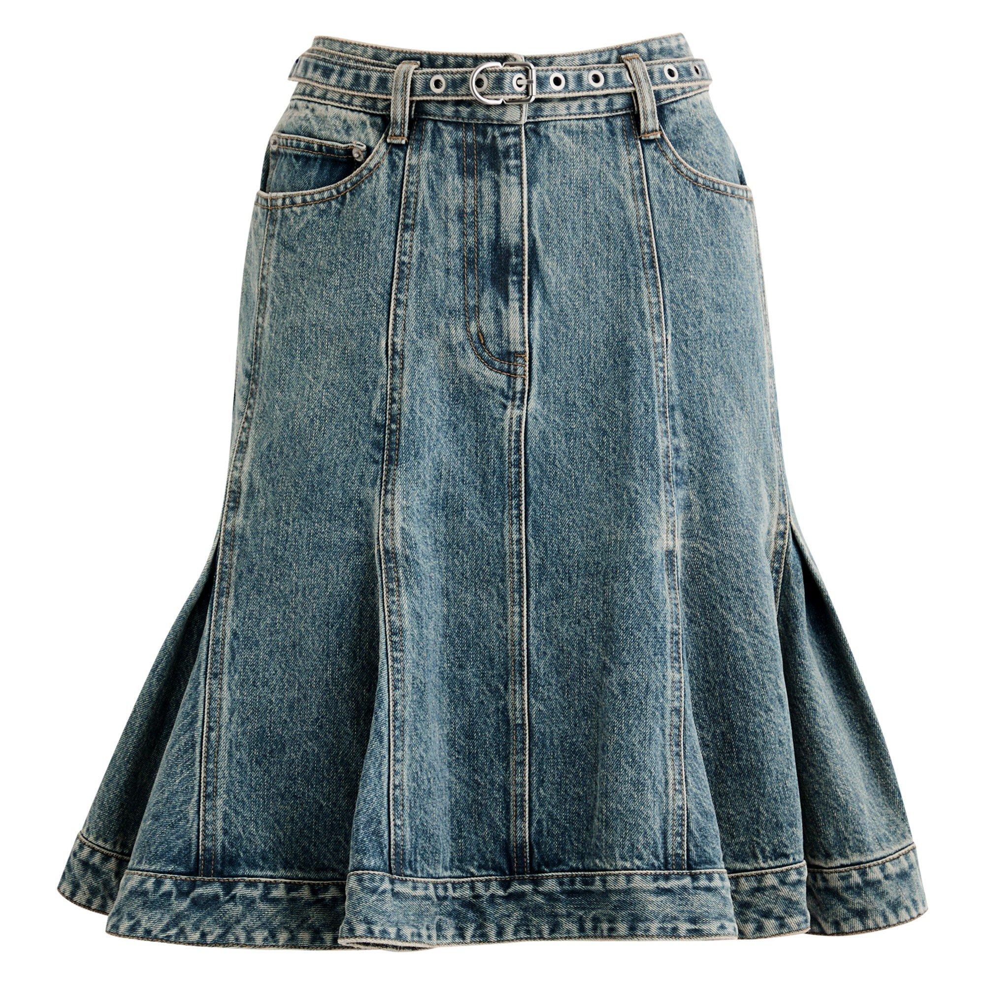 DENIM - Philip Lim - FLOUNCE BLTD KNEE LENGTH SKIRT