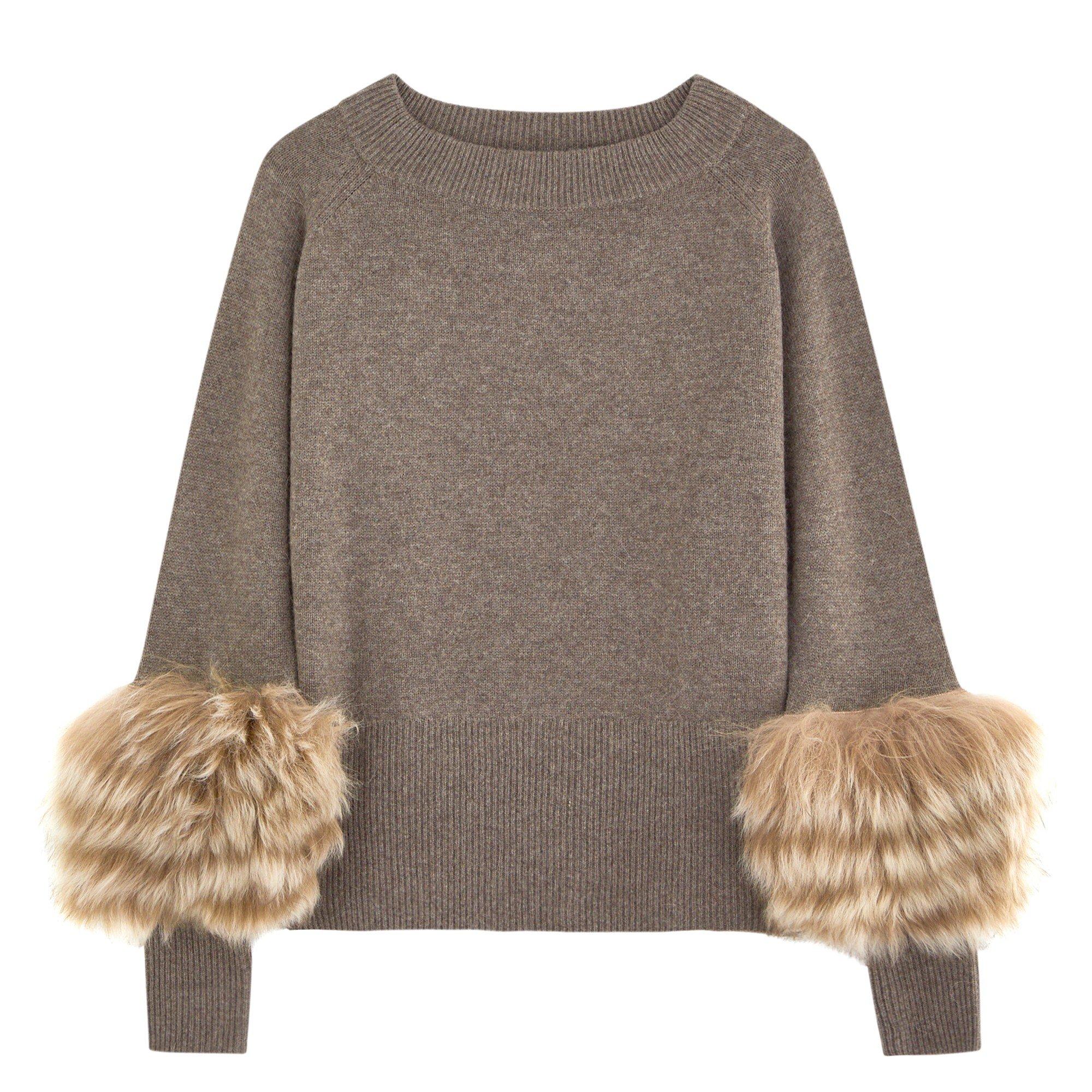 BROWN - Dom Goor - K LS SHEARLING CUFF SWEATER