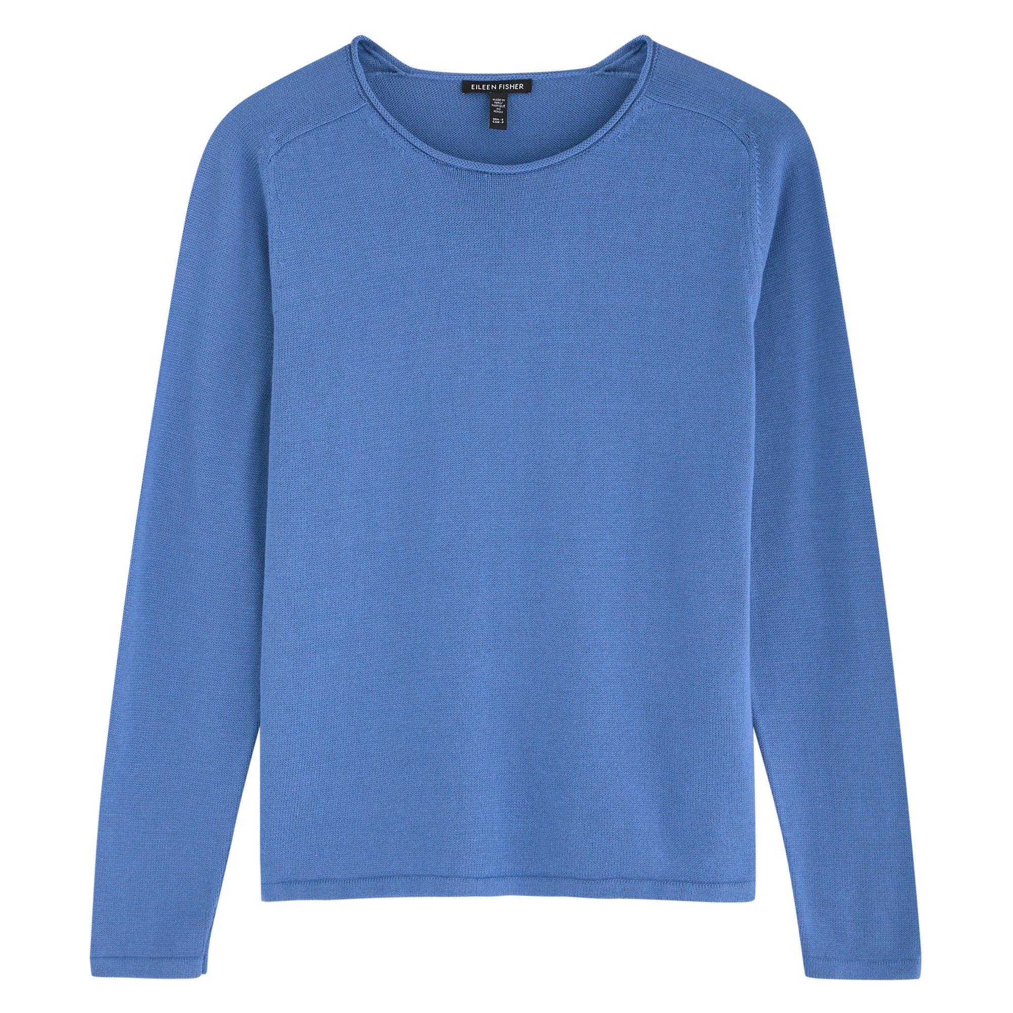 BLUE - Eileen Fisher - K LS COTTON BLEND SWEATER