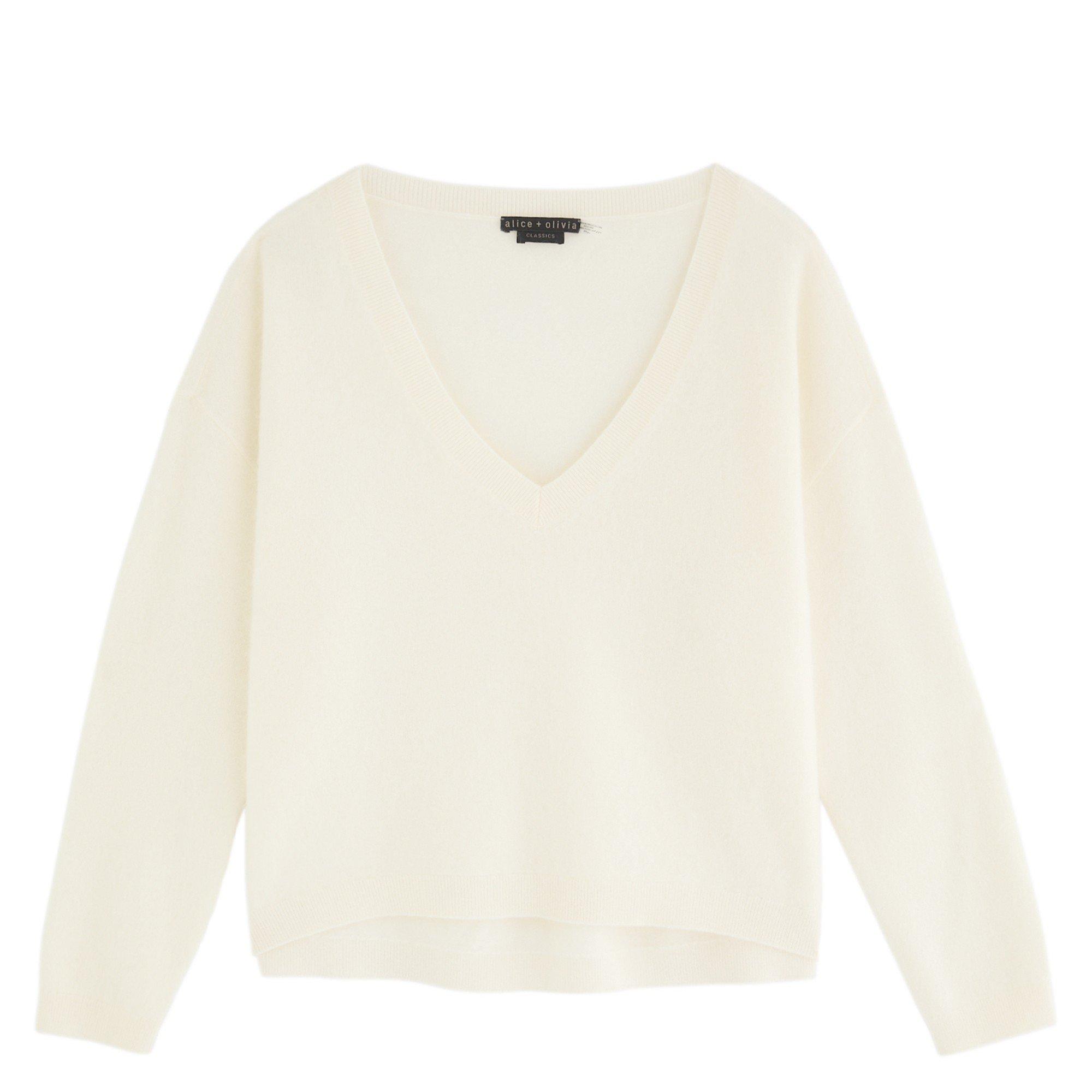 ECRU - Alice And Olivia - K LS WILLIAMS V NK PULLOVER