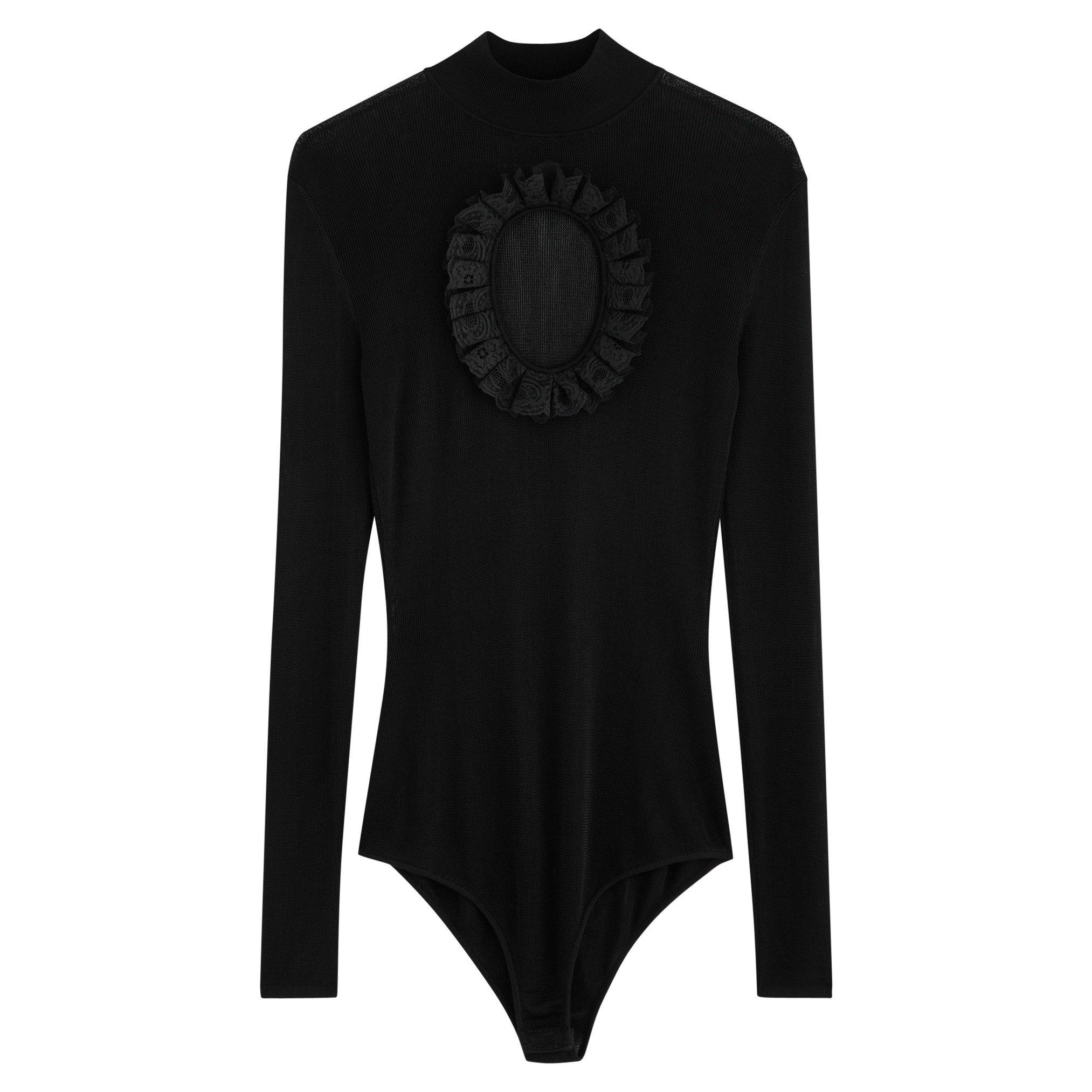 BLACK - Self Portrait - BS LACE CUTOUT BODYSUIT
