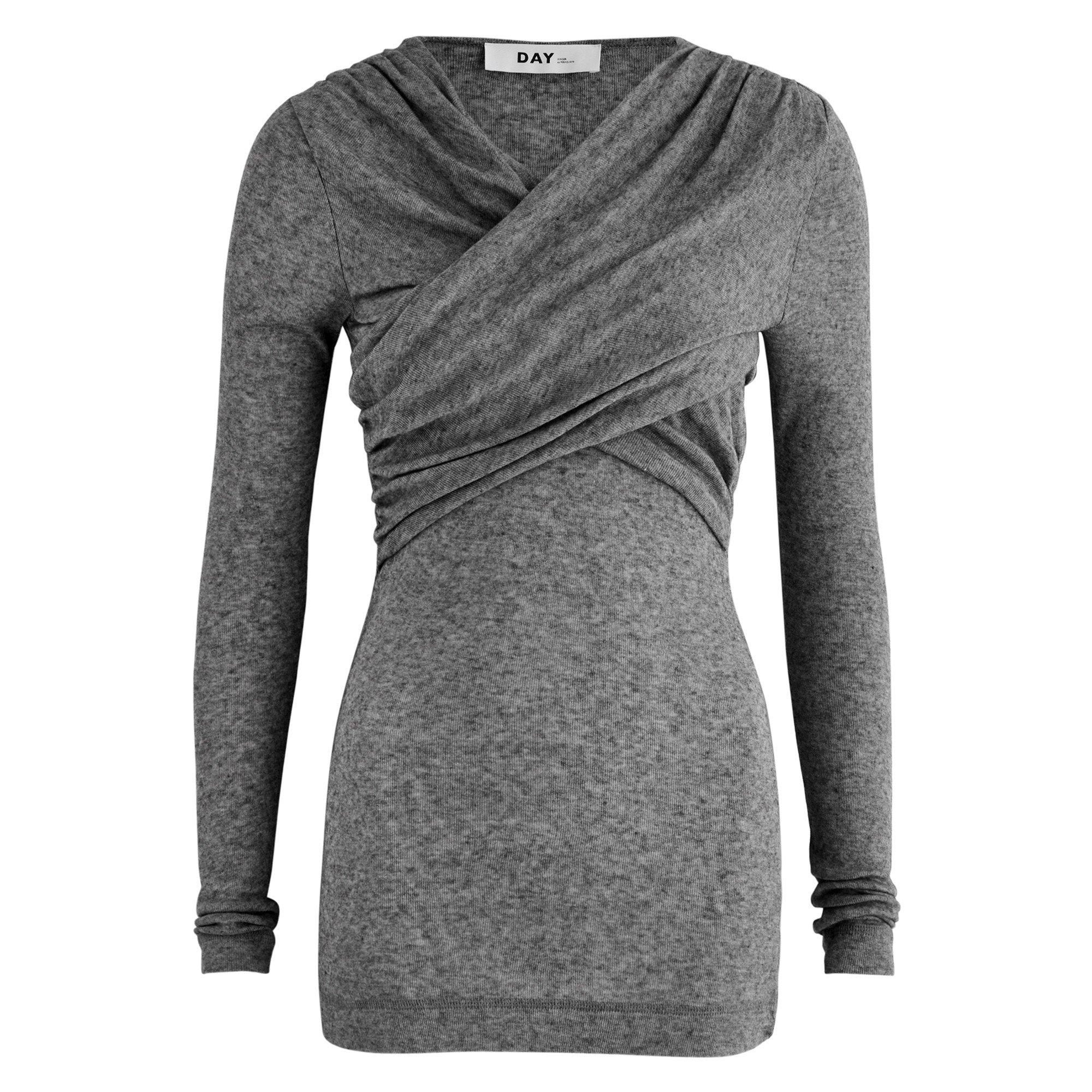 CHARCOAL - Day Birger Et Mikkelson - KW KIRA SOFT WRAP TOP LS TOP