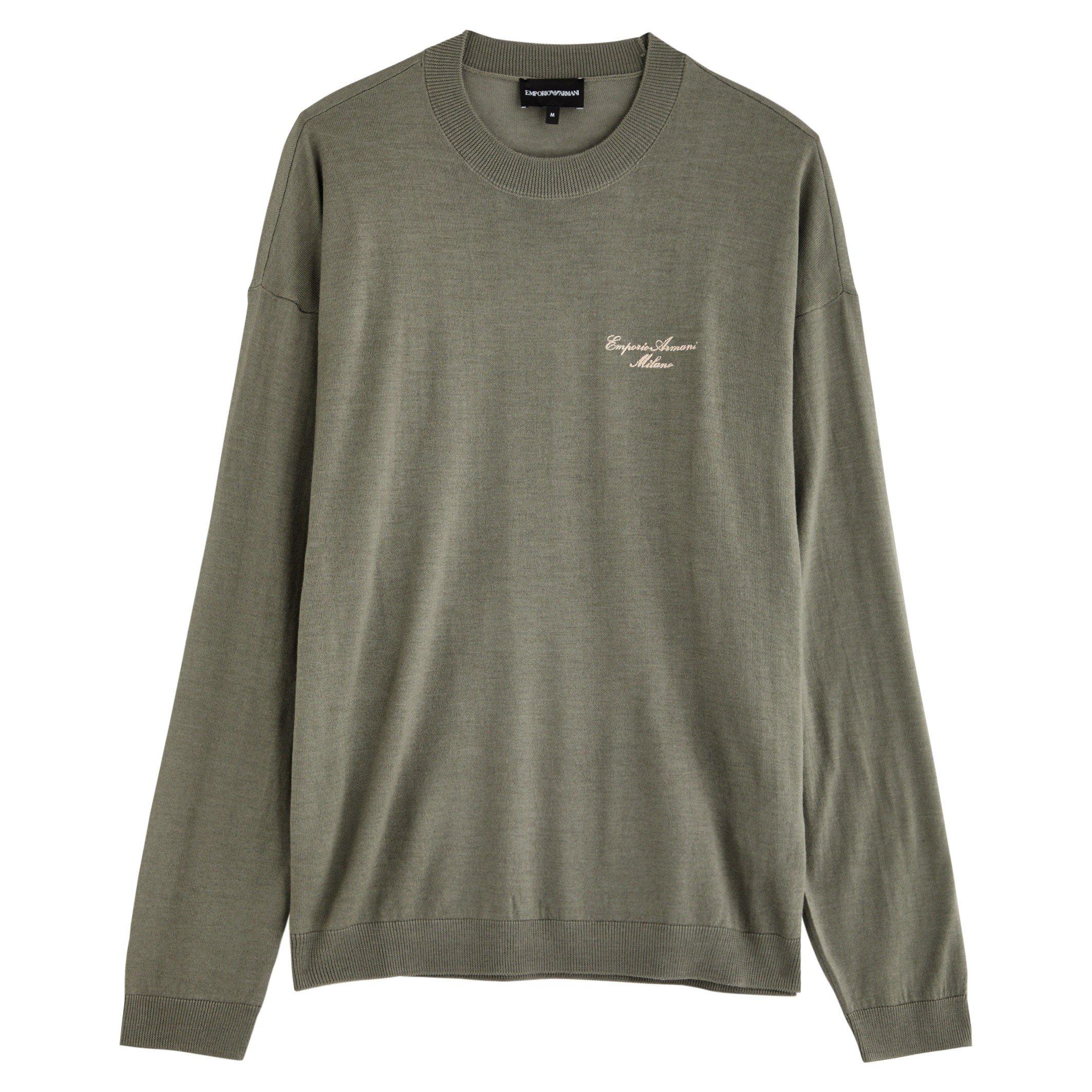 GREEN - Emporio Armani - ARM EMBR KNIT CREW