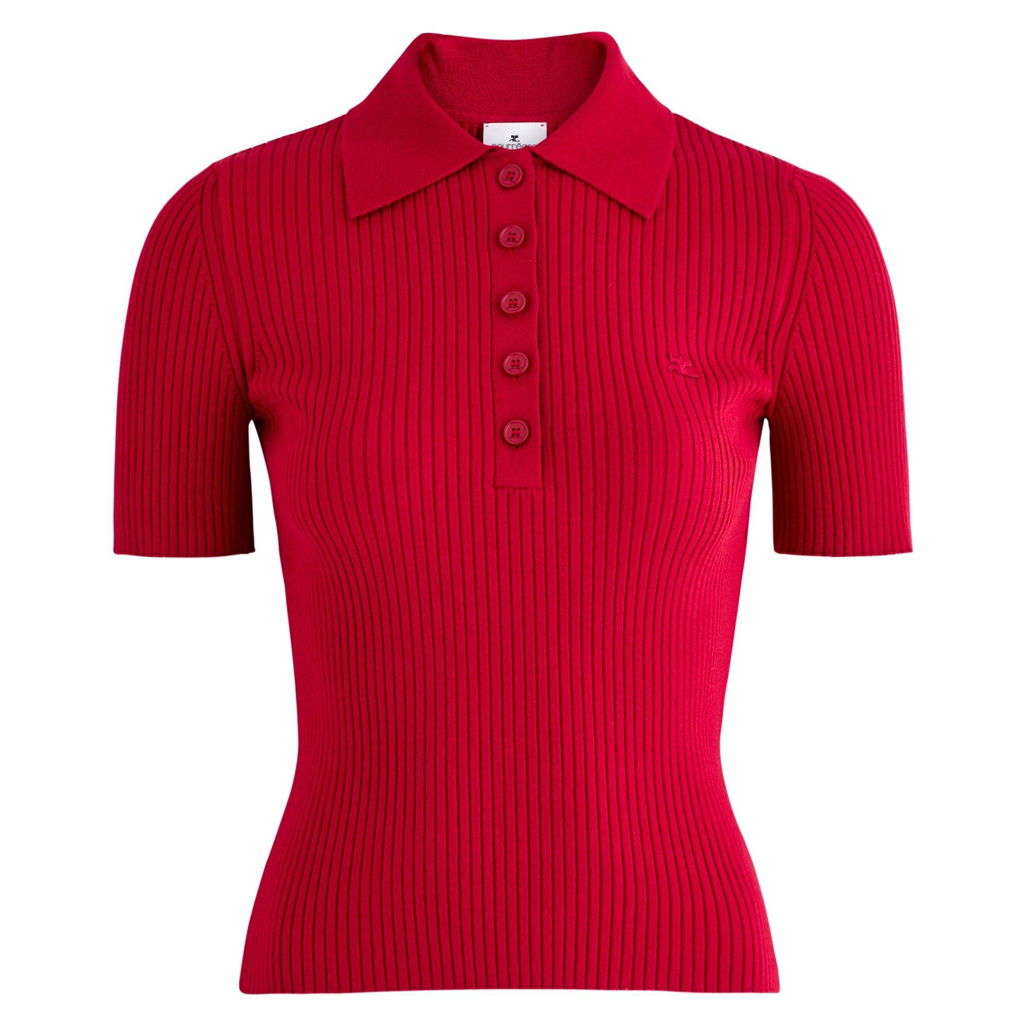 RED - Courreges - SIGNATURE RIB KNIT POLO