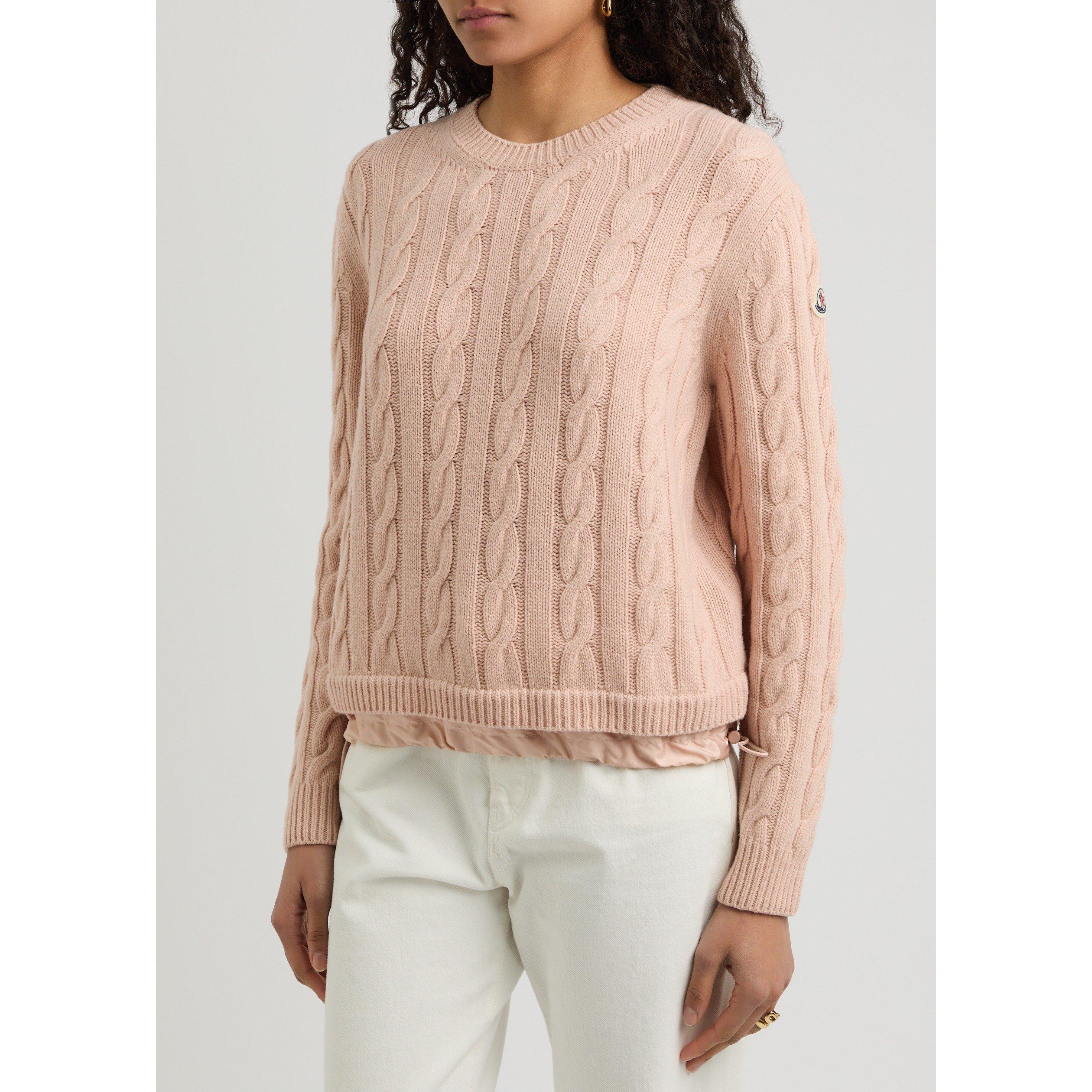 PINK LIGHT - Moncler - Women's Wool-Cashmere Cable Knit Jumper - 2