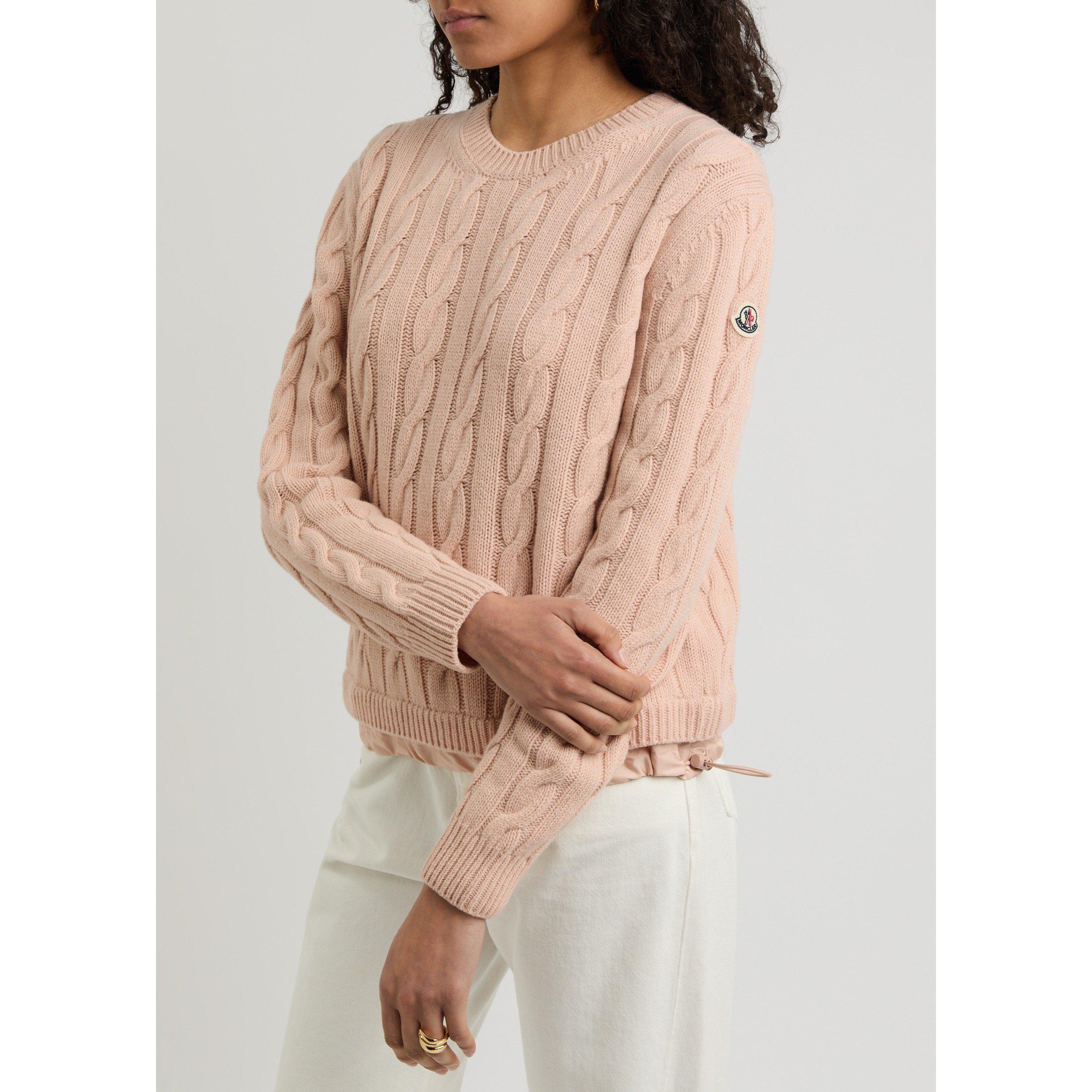 PINK LIGHT - Moncler - Women's Wool-Cashmere Cable Knit Jumper - 4